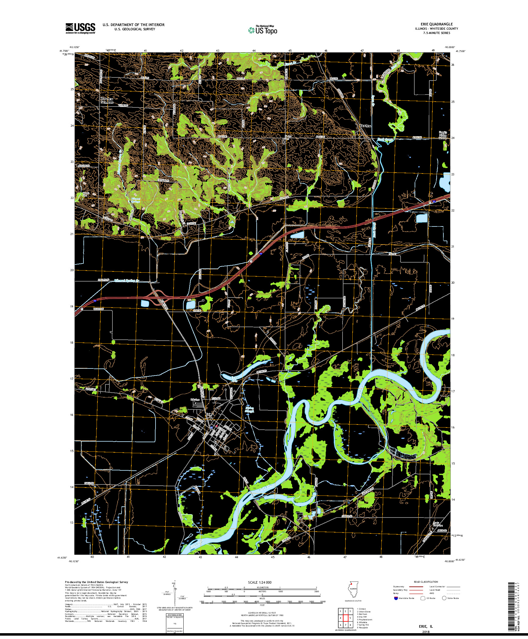 USGS US TOPO 7.5-MINUTE MAP FOR ERIE, IL 2018