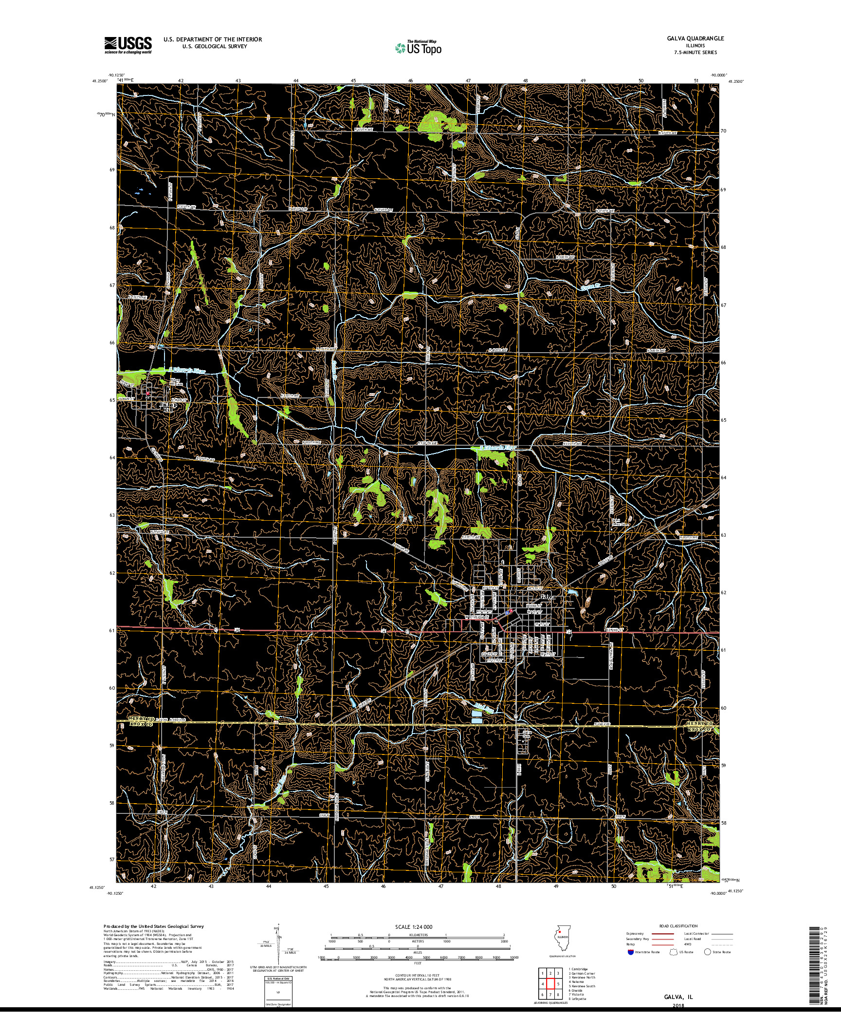 USGS US TOPO 7.5-MINUTE MAP FOR GALVA, IL 2018