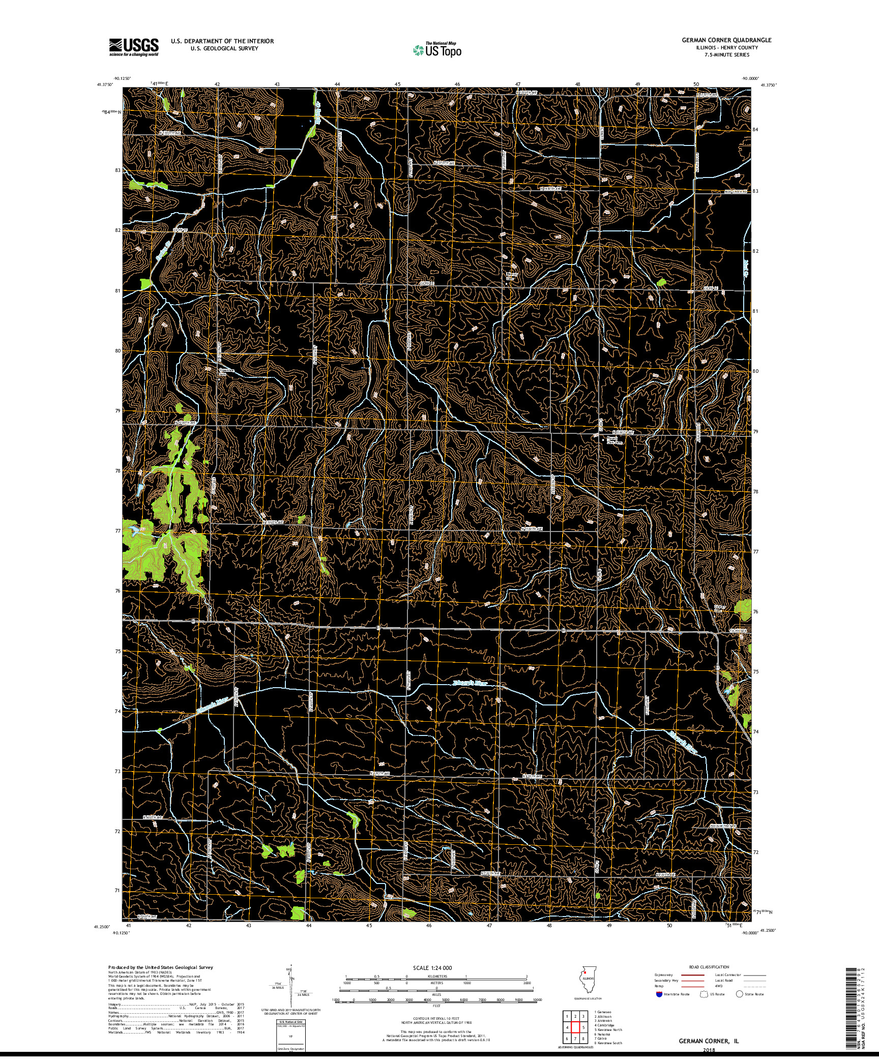 USGS US TOPO 7.5-MINUTE MAP FOR GERMAN CORNER, IL 2018