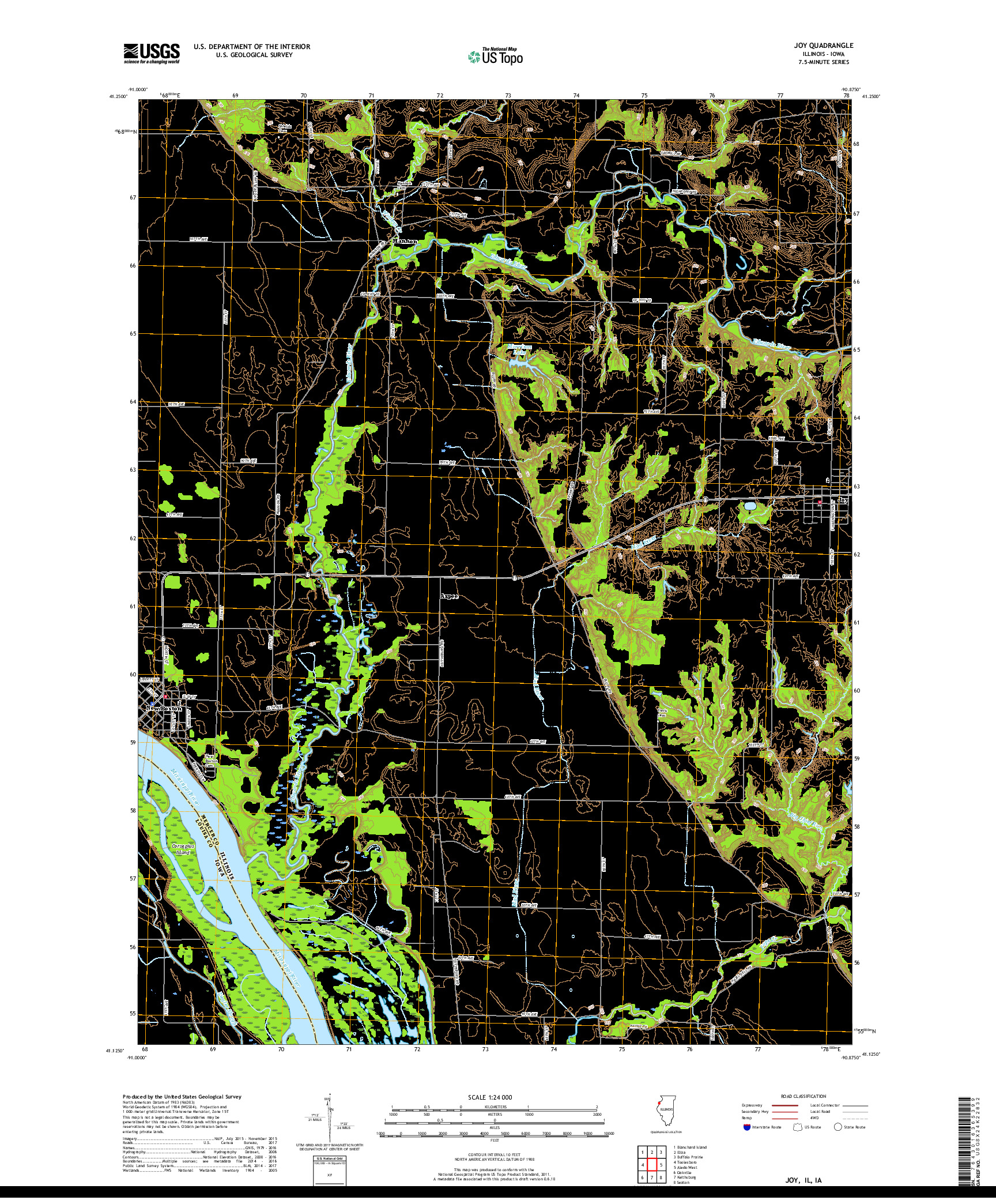 USGS US TOPO 7.5-MINUTE MAP FOR JOY, IL,IA 2018