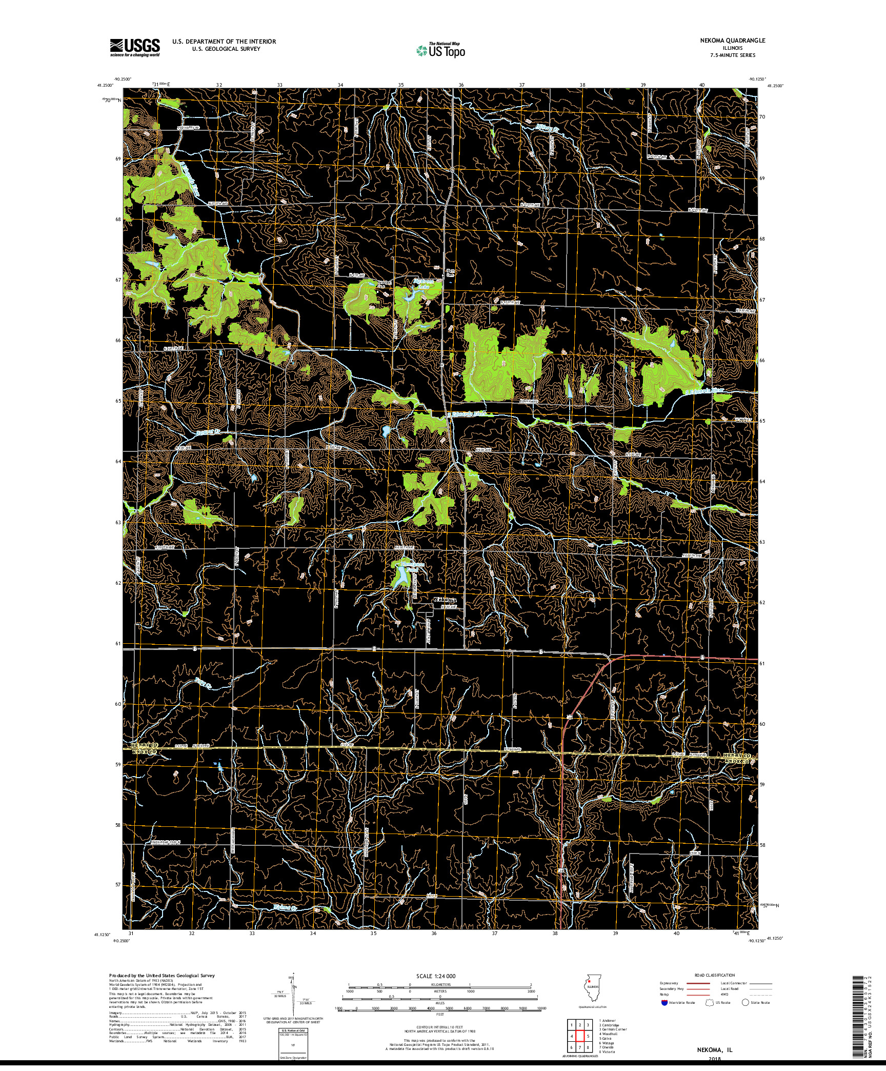 USGS US TOPO 7.5-MINUTE MAP FOR NEKOMA, IL 2018