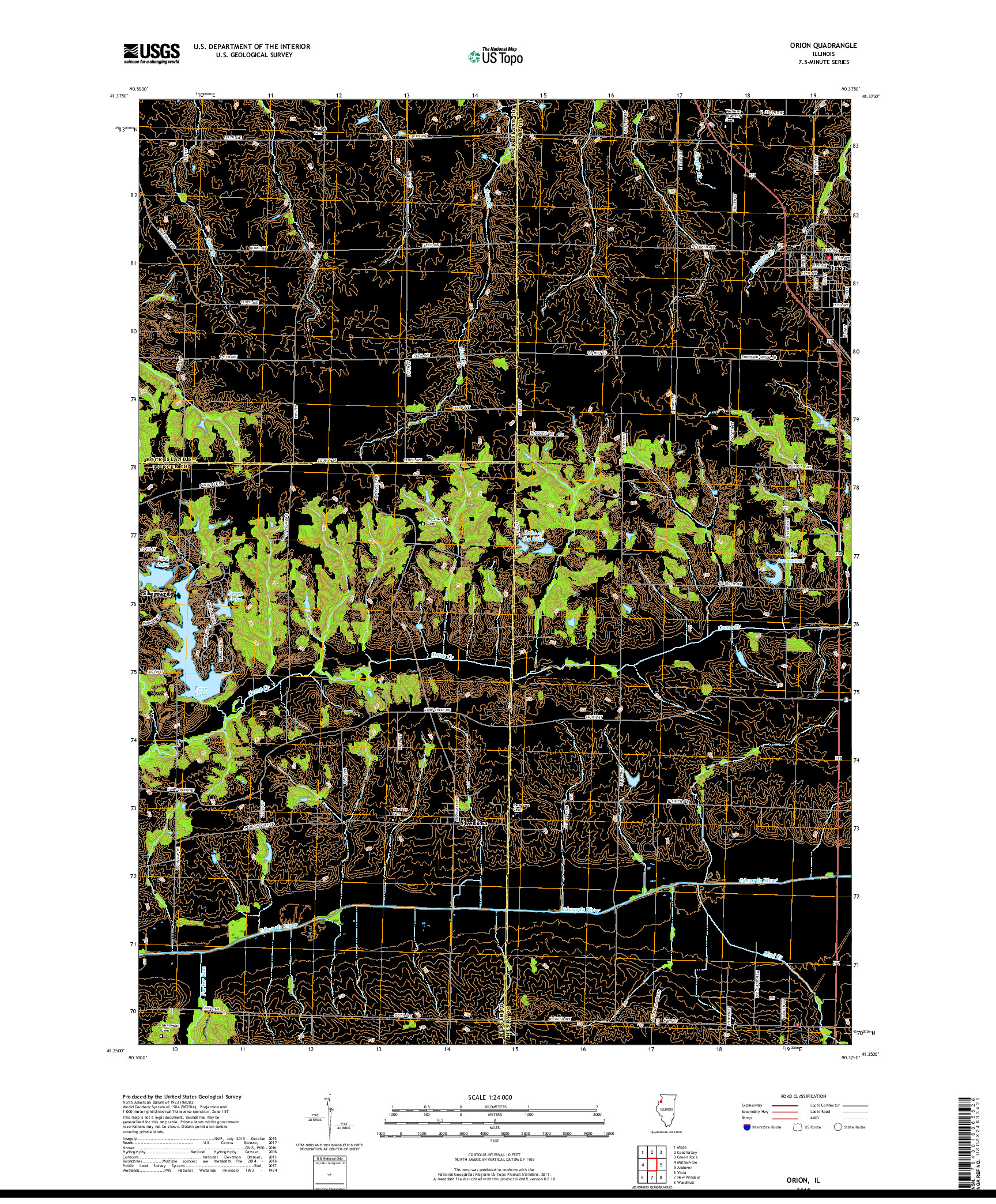 USGS US TOPO 7.5-MINUTE MAP FOR ORION, IL 2018