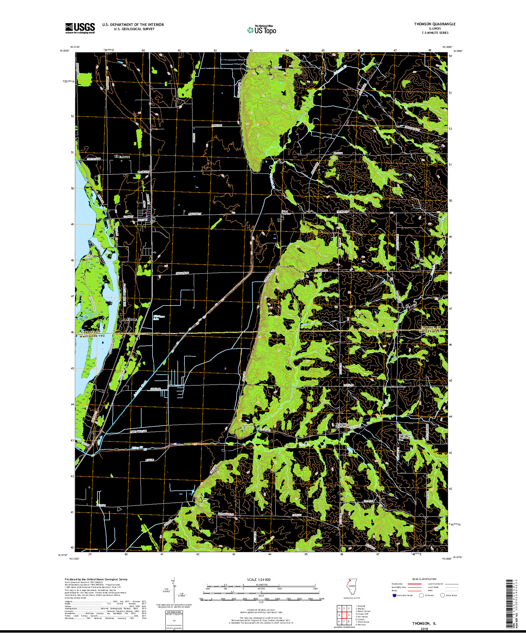 USGS US TOPO 7.5-MINUTE MAP FOR THOMSON, IL 2018