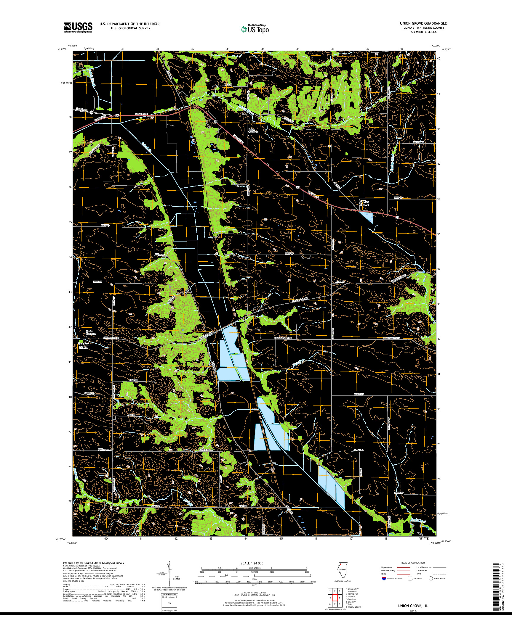USGS US TOPO 7.5-MINUTE MAP FOR UNION GROVE, IL 2018
