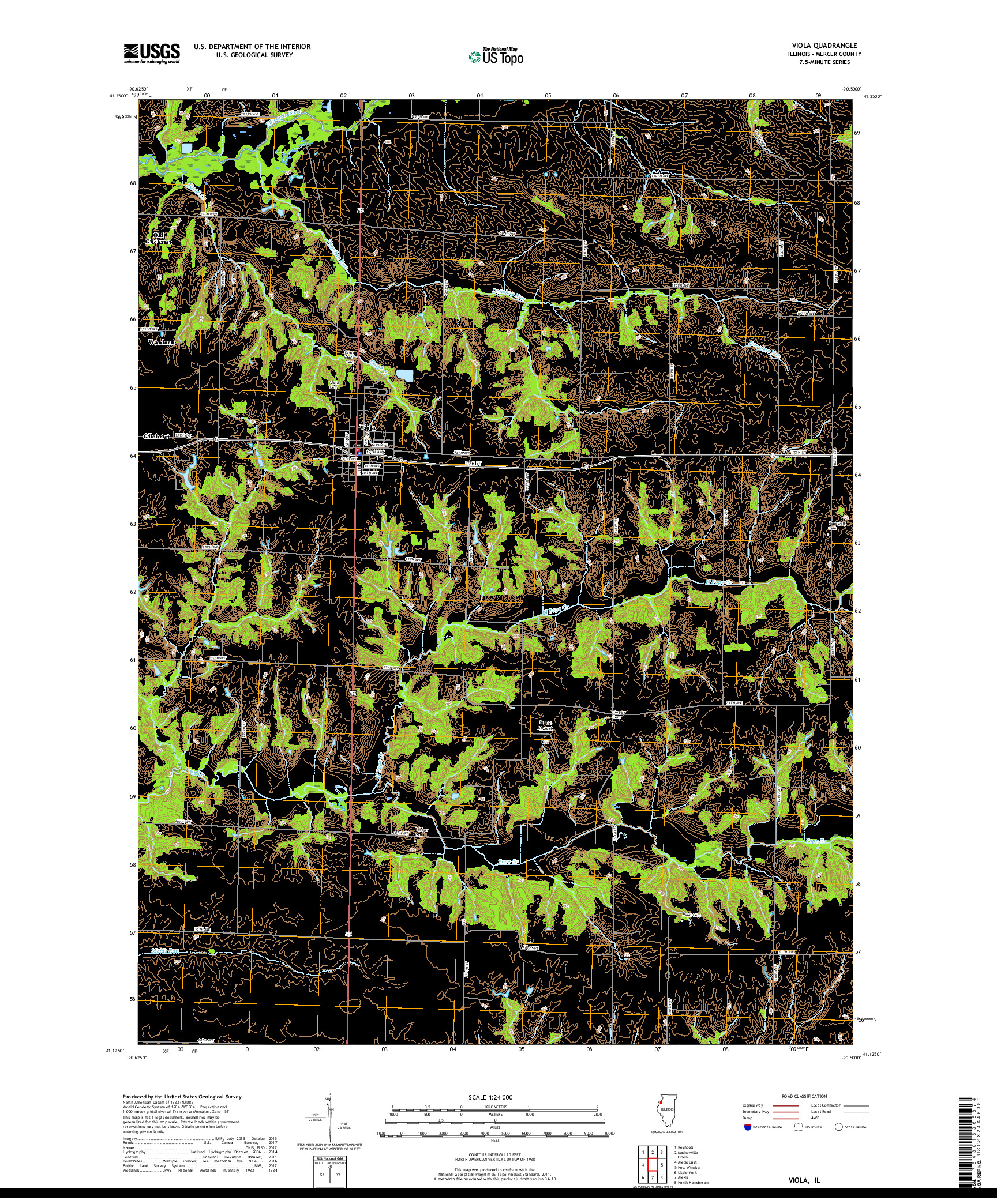 USGS US TOPO 7.5-MINUTE MAP FOR VIOLA, IL 2018