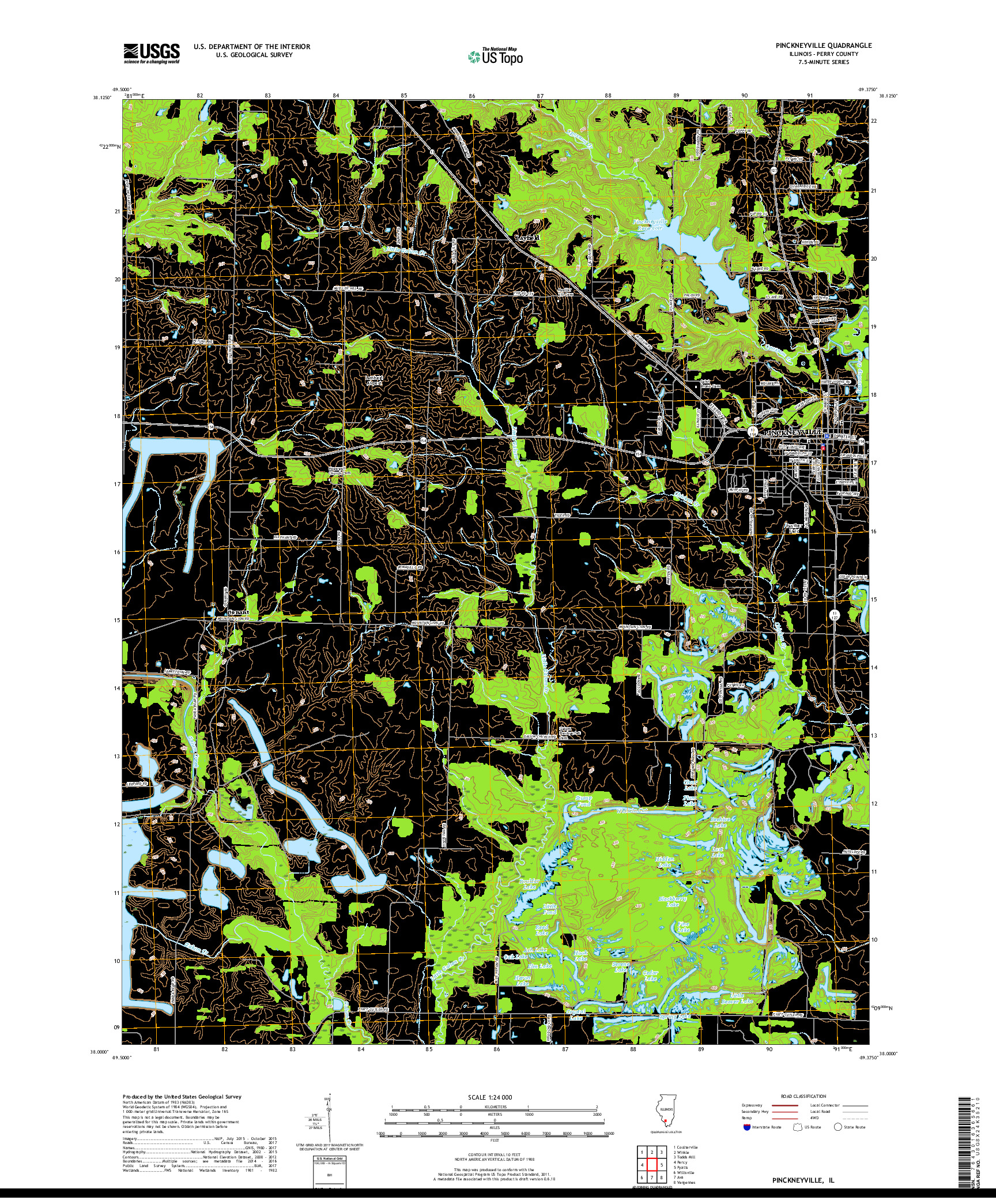 USGS US TOPO 7.5-MINUTE MAP FOR PINCKNEYVILLE, IL 2018