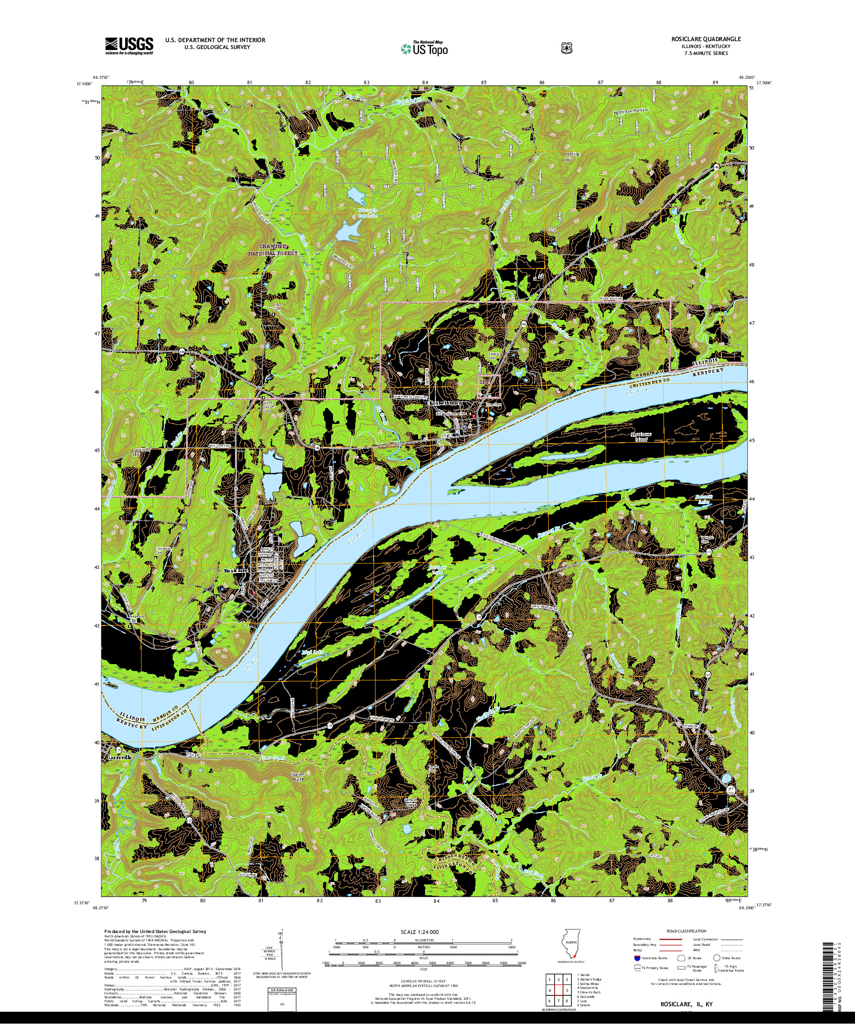 USGS US TOPO 7.5-MINUTE MAP FOR ROSICLARE, IL,KY 2018