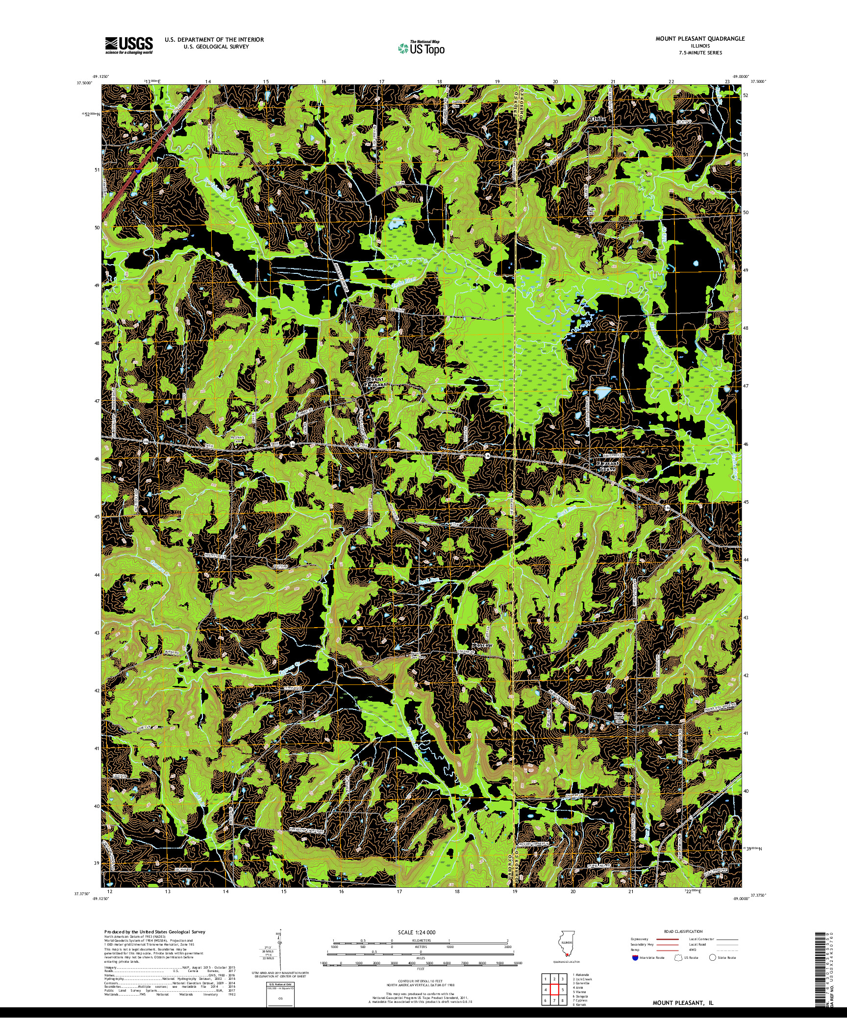 USGS US TOPO 7.5-MINUTE MAP FOR MOUNT PLEASANT, IL 2018