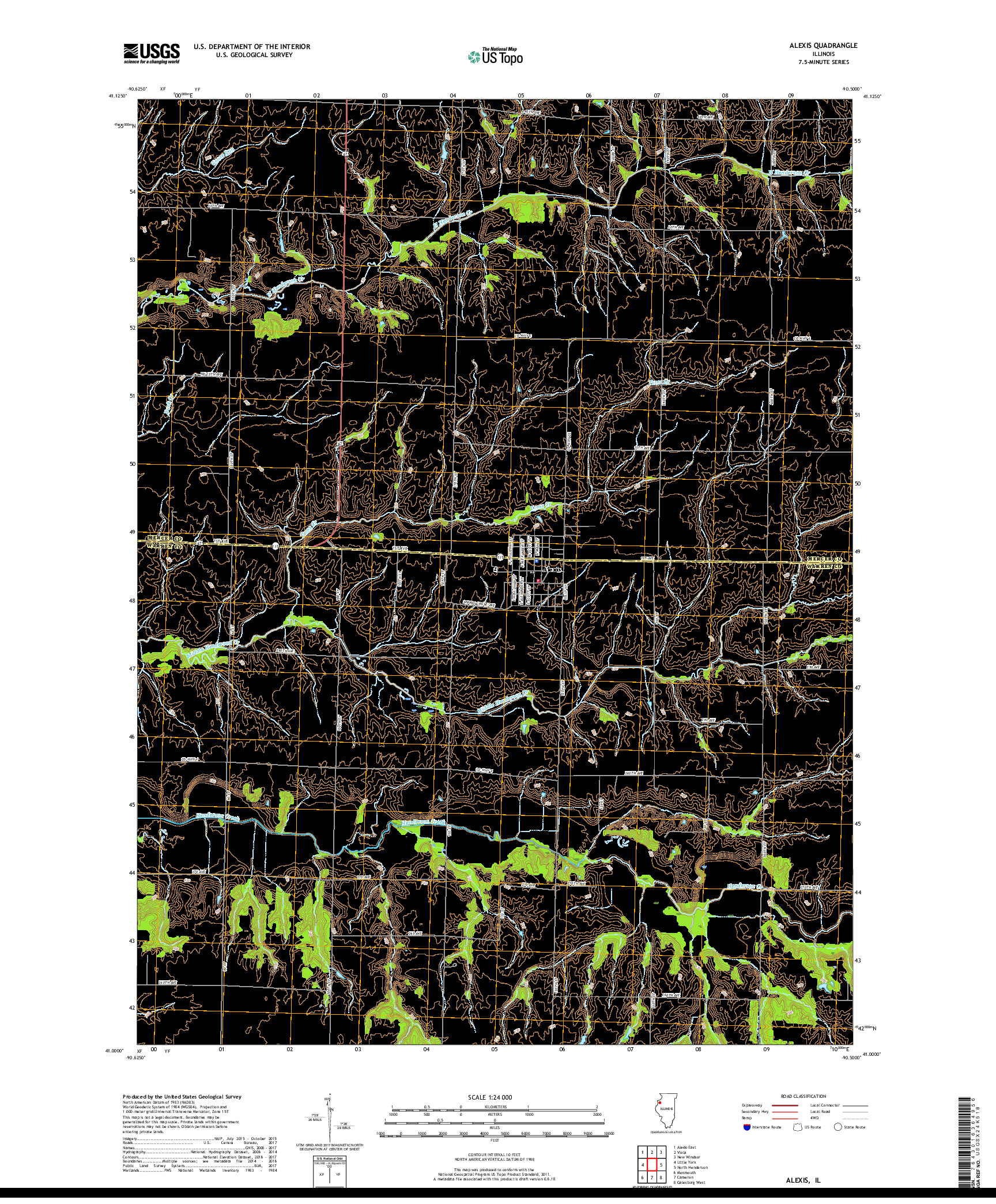 USGS US TOPO 7.5-MINUTE MAP FOR ALEXIS, IL 2018