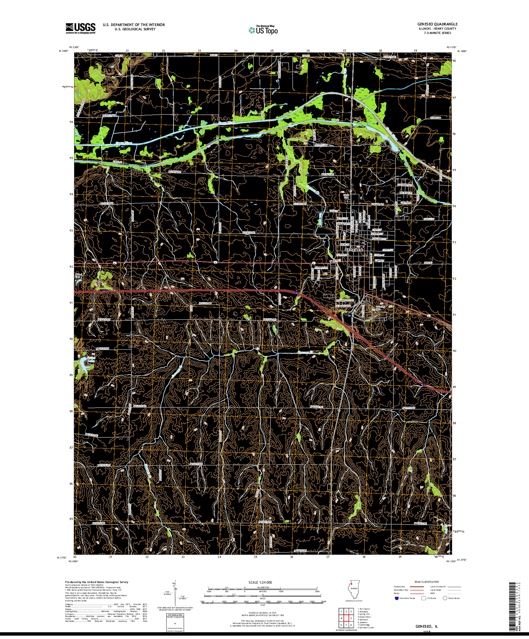 USGS US TOPO 7.5-MINUTE MAP FOR GENESEO, IL 2018