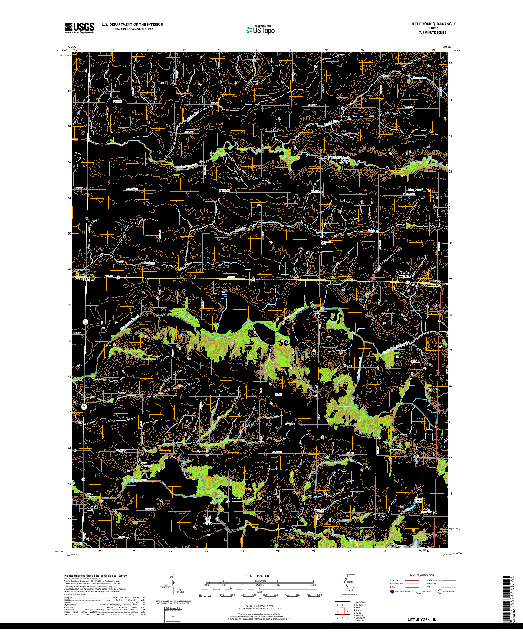 USGS US TOPO 7.5-MINUTE MAP FOR LITTLE YORK, IL 2018