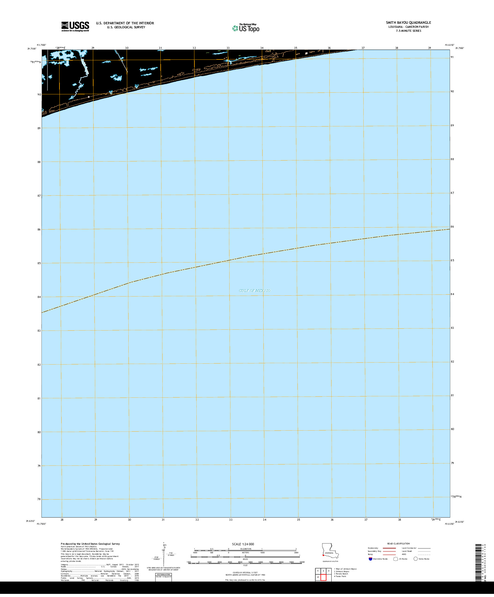 USGS US TOPO 7.5-MINUTE MAP FOR SMITH BAYOU, LA 2018