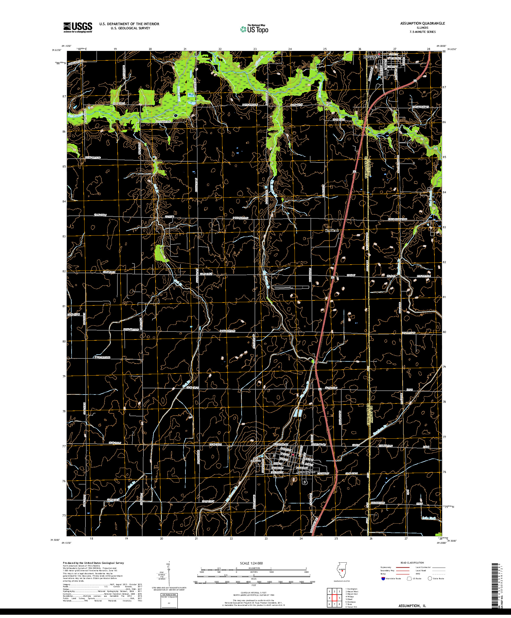 USGS US TOPO 7.5-MINUTE MAP FOR ASSUMPTION, IL 2018