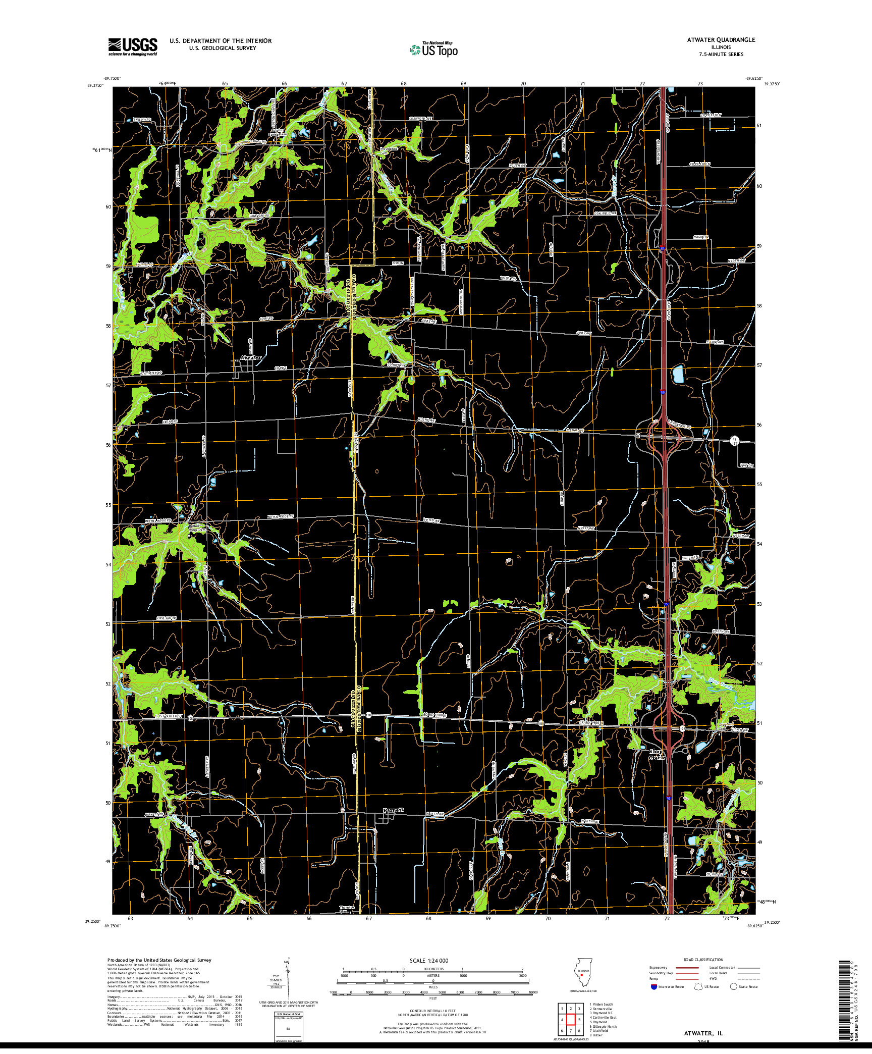 USGS US TOPO 7.5-MINUTE MAP FOR ATWATER, IL 2018