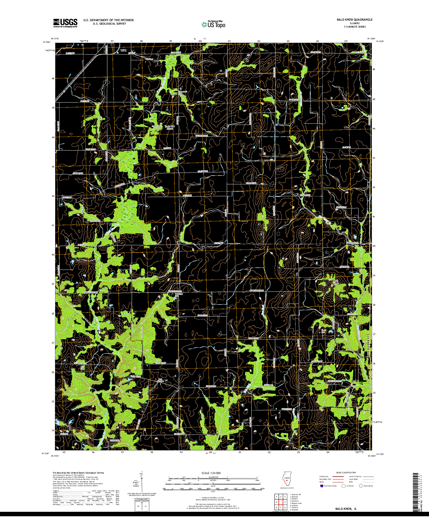 USGS US TOPO 7.5-MINUTE MAP FOR BALD KNOB, IL 2018