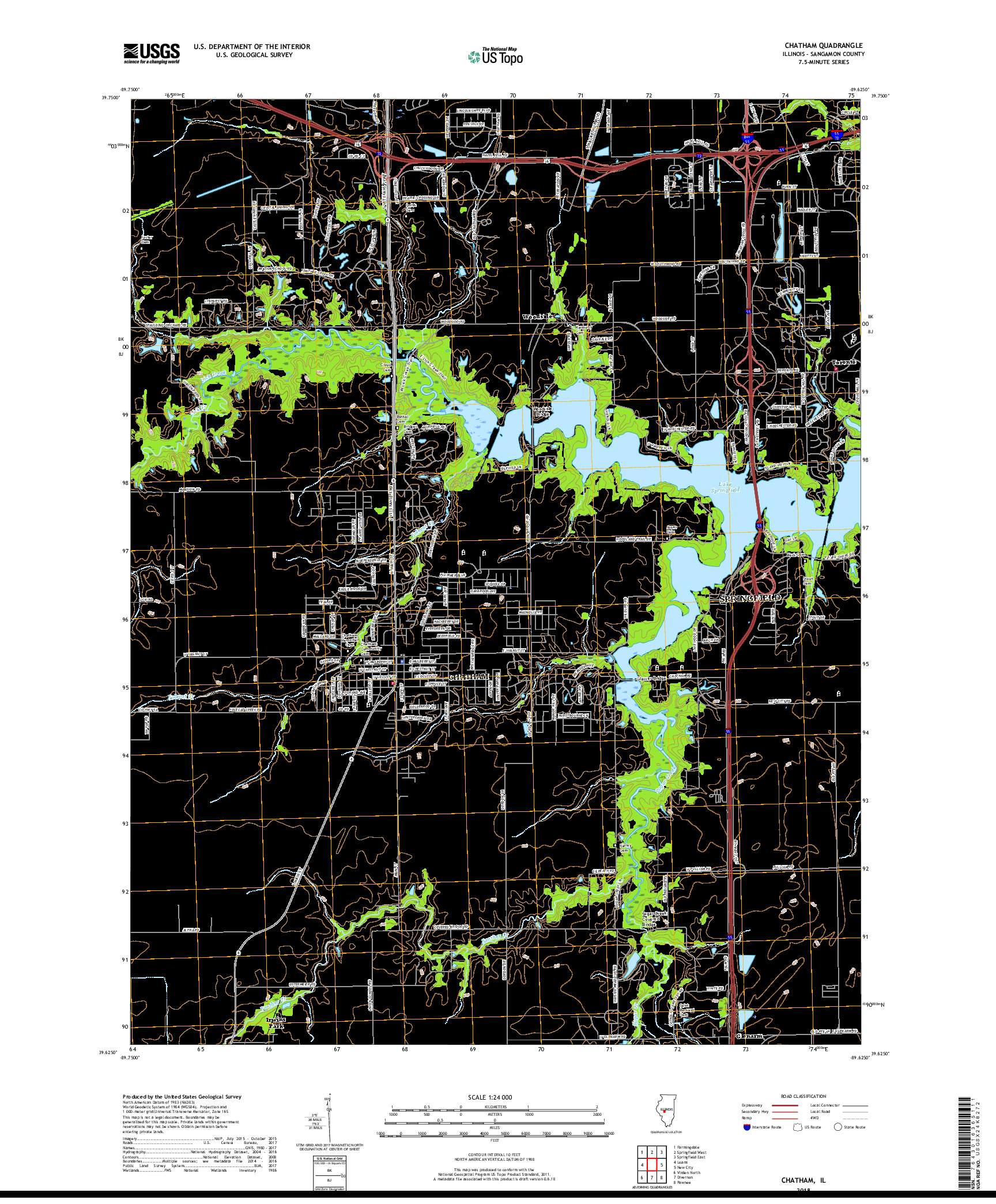 USGS US TOPO 7.5-MINUTE MAP FOR CHATHAM, IL 2018