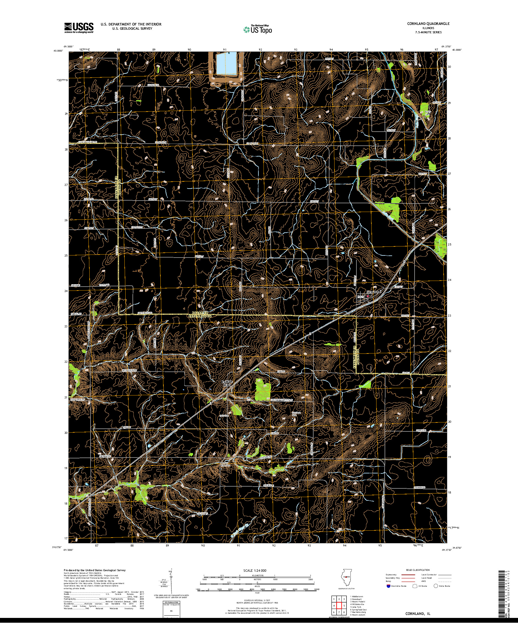 USGS US TOPO 7.5-MINUTE MAP FOR CORNLAND, IL 2018