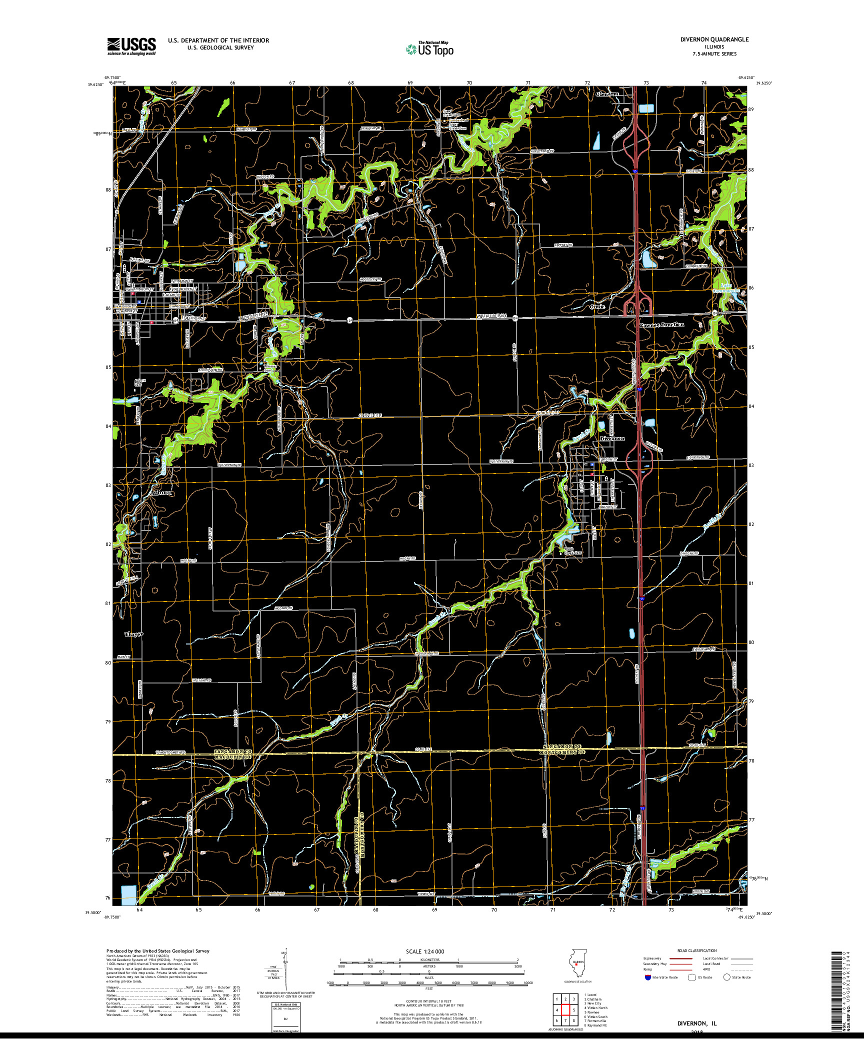 USGS US TOPO 7.5-MINUTE MAP FOR DIVERNON, IL 2018