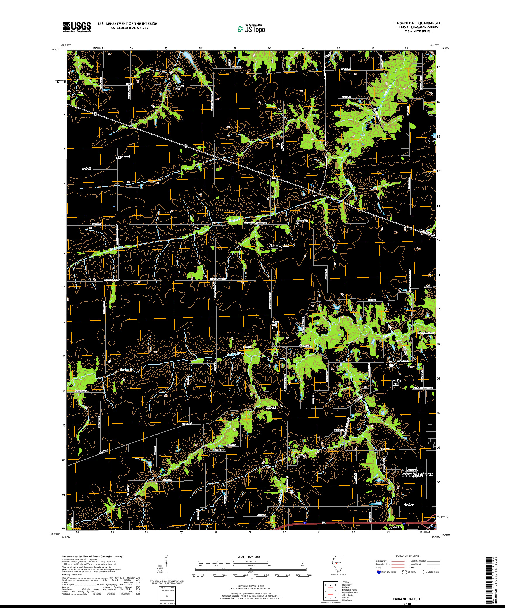 USGS US TOPO 7.5-MINUTE MAP FOR FARMINGDALE, IL 2018