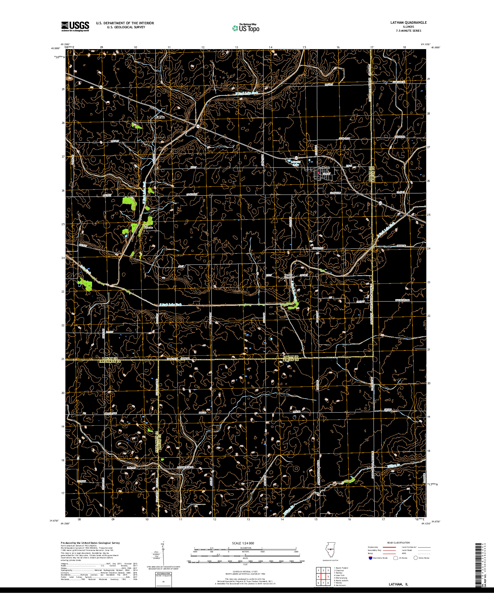 USGS US TOPO 7.5-MINUTE MAP FOR LATHAM, IL 2018