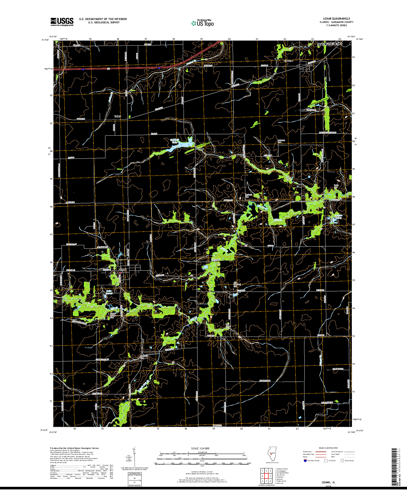 USGS US TOPO 7.5-MINUTE MAP FOR LOAMI, IL 2018