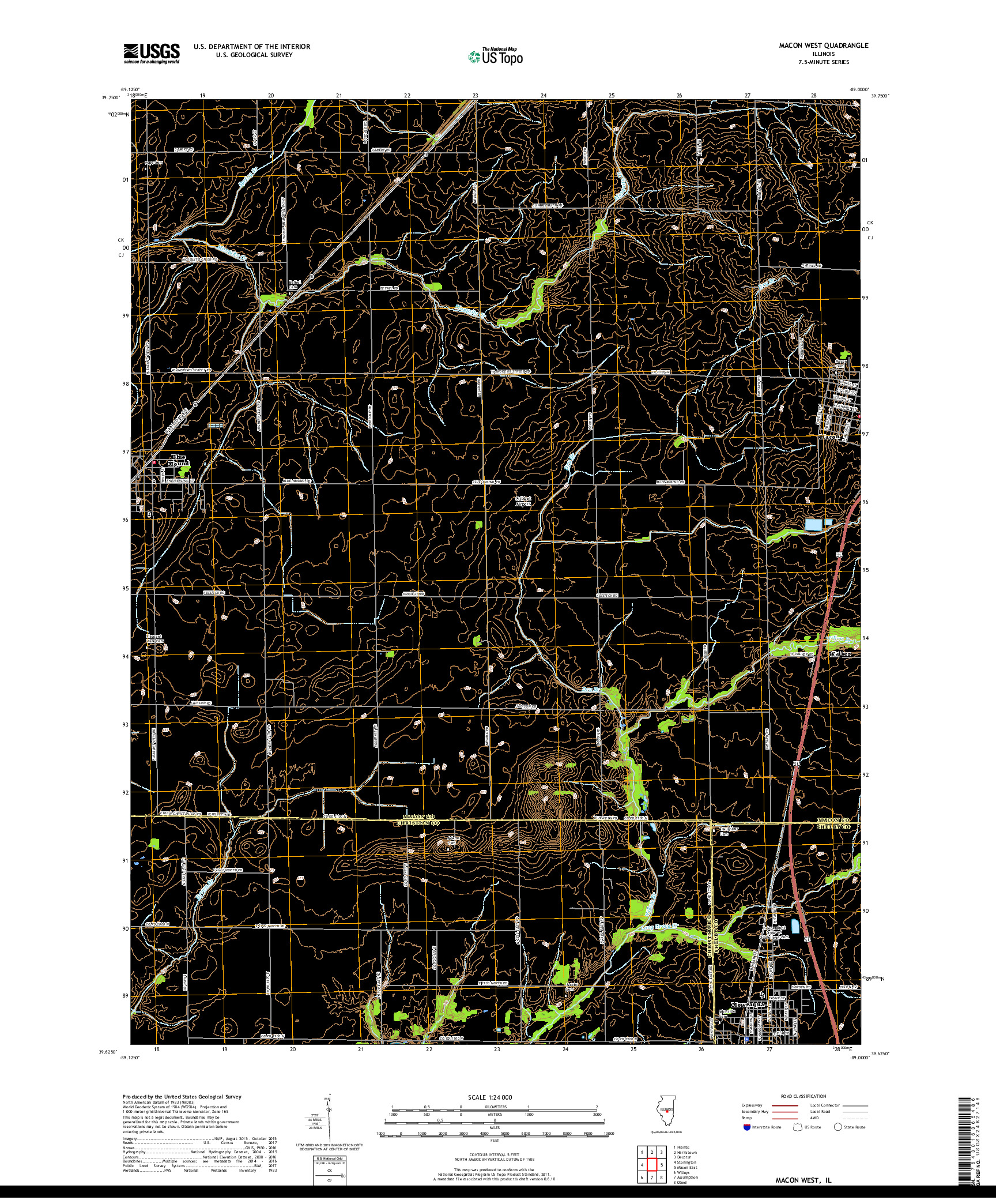 USGS US TOPO 7.5-MINUTE MAP FOR MACON WEST, IL 2018