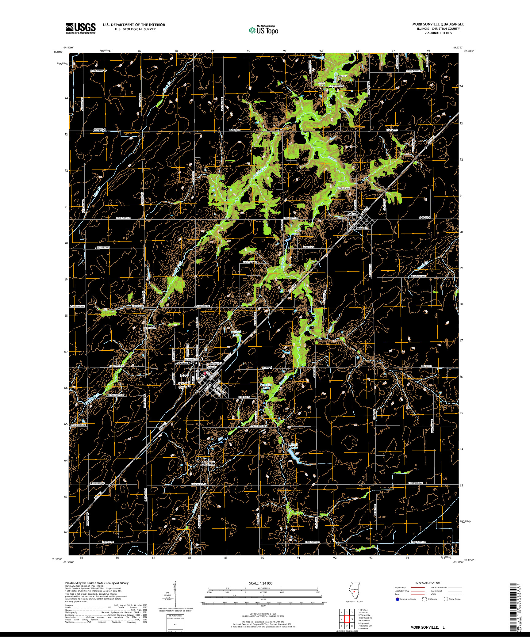USGS US TOPO 7.5-MINUTE MAP FOR MORRISONVILLE, IL 2018