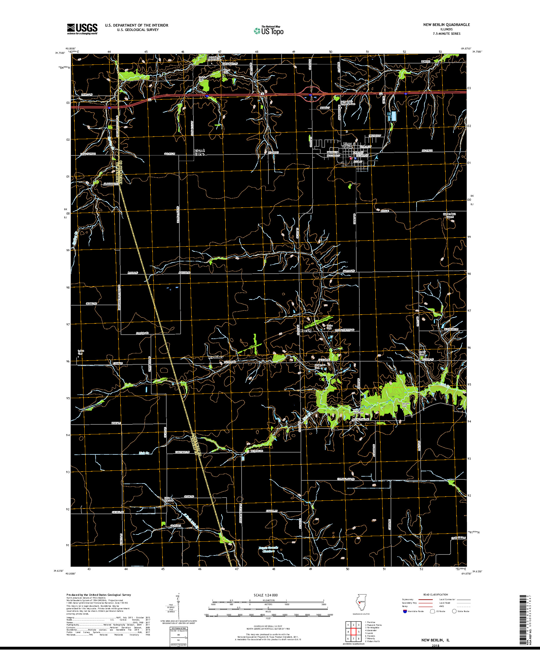 USGS US TOPO 7.5-MINUTE MAP FOR NEW BERLIN, IL 2018