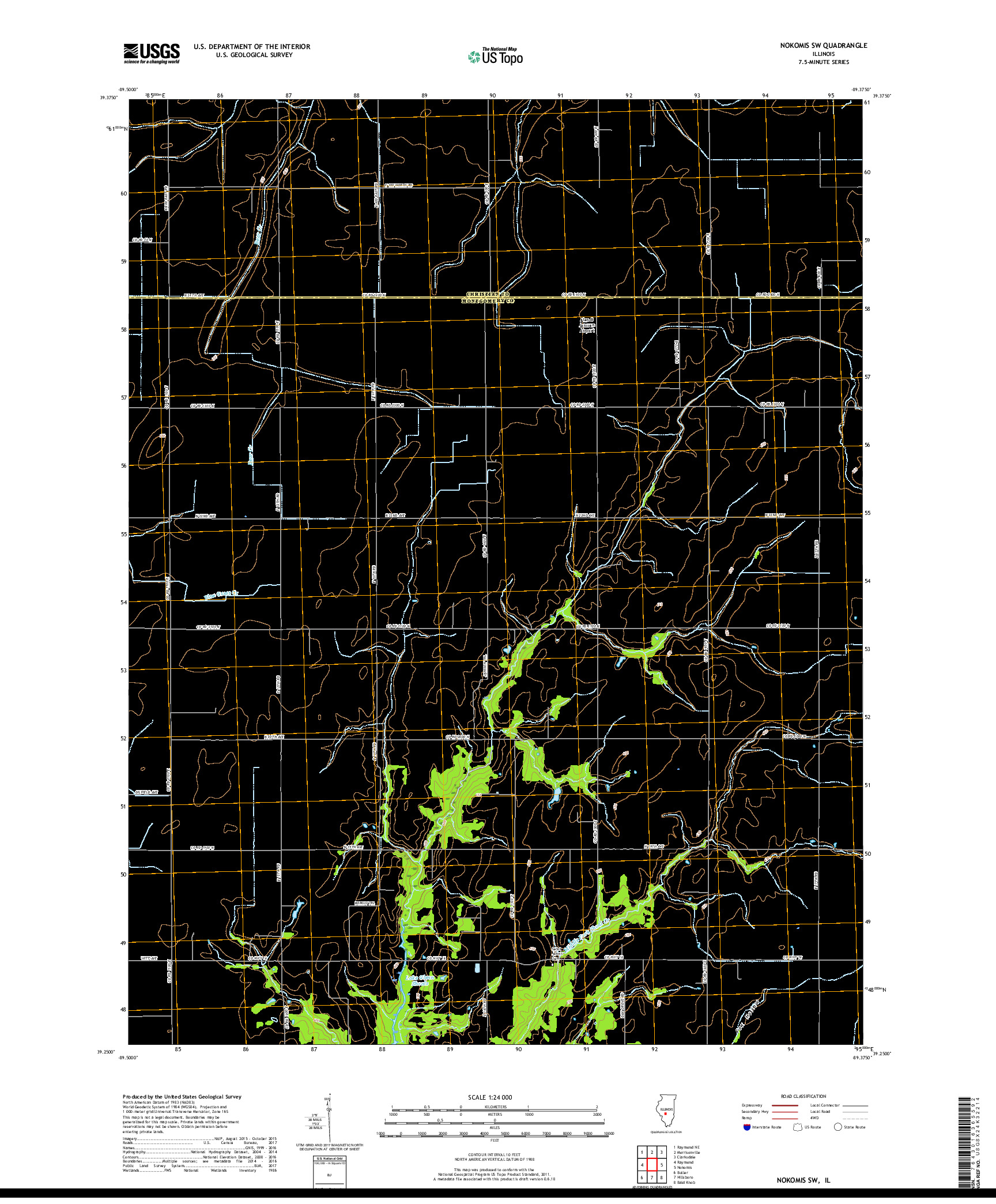 USGS US TOPO 7.5-MINUTE MAP FOR NOKOMIS SW, IL 2018