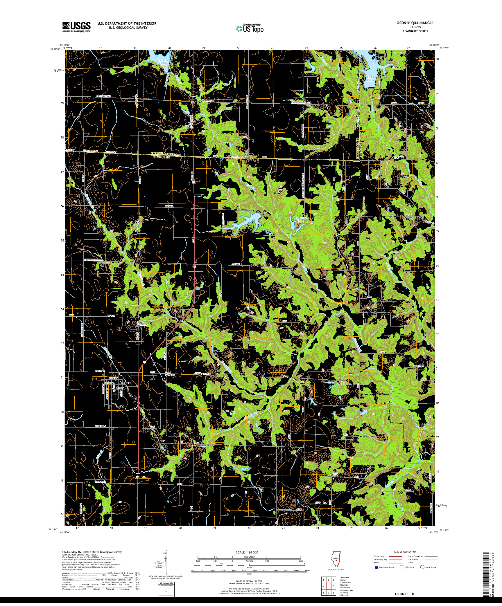 USGS US TOPO 7.5-MINUTE MAP FOR OCONEE, IL 2018