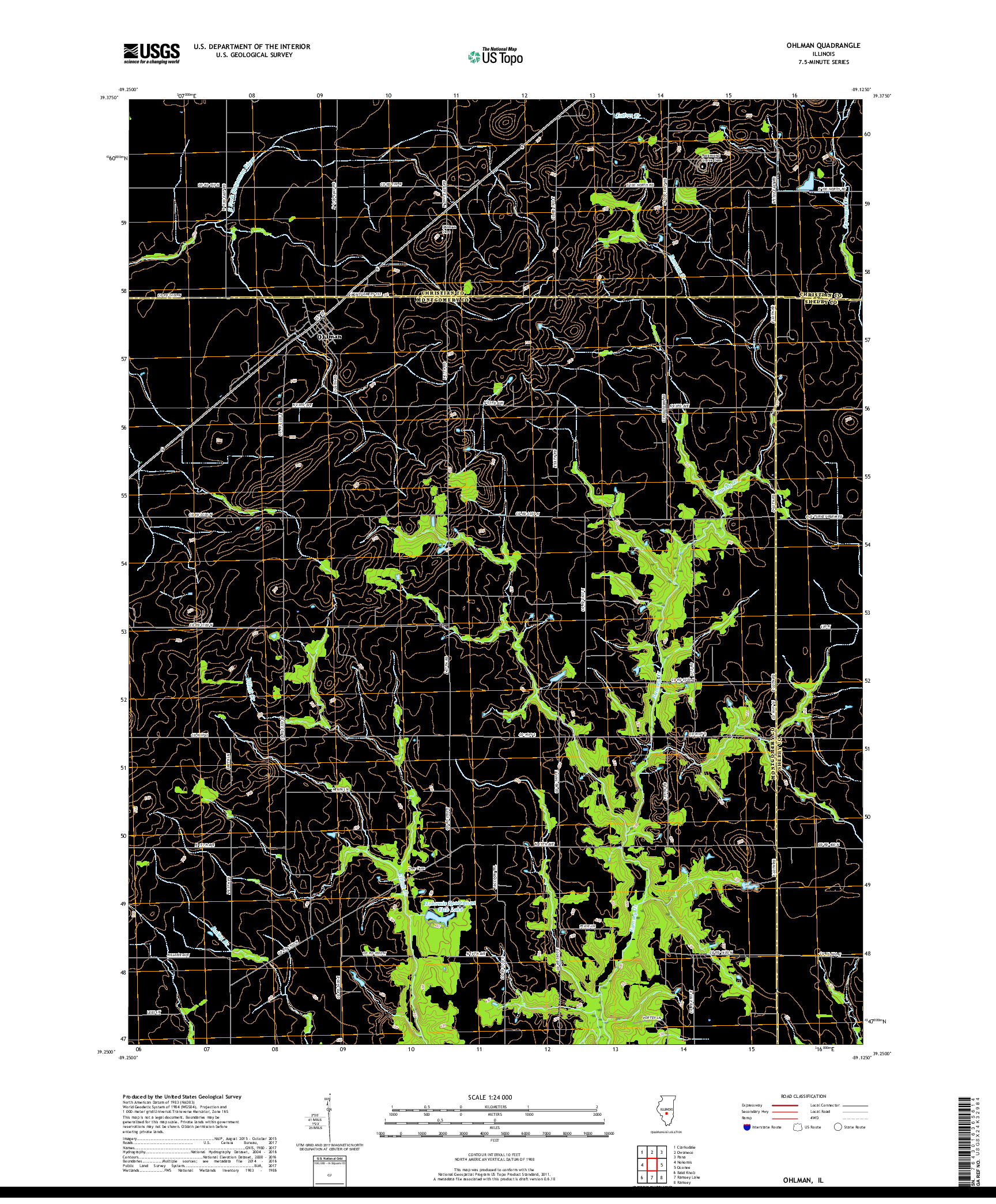 USGS US TOPO 7.5-MINUTE MAP FOR OHLMAN, IL 2018