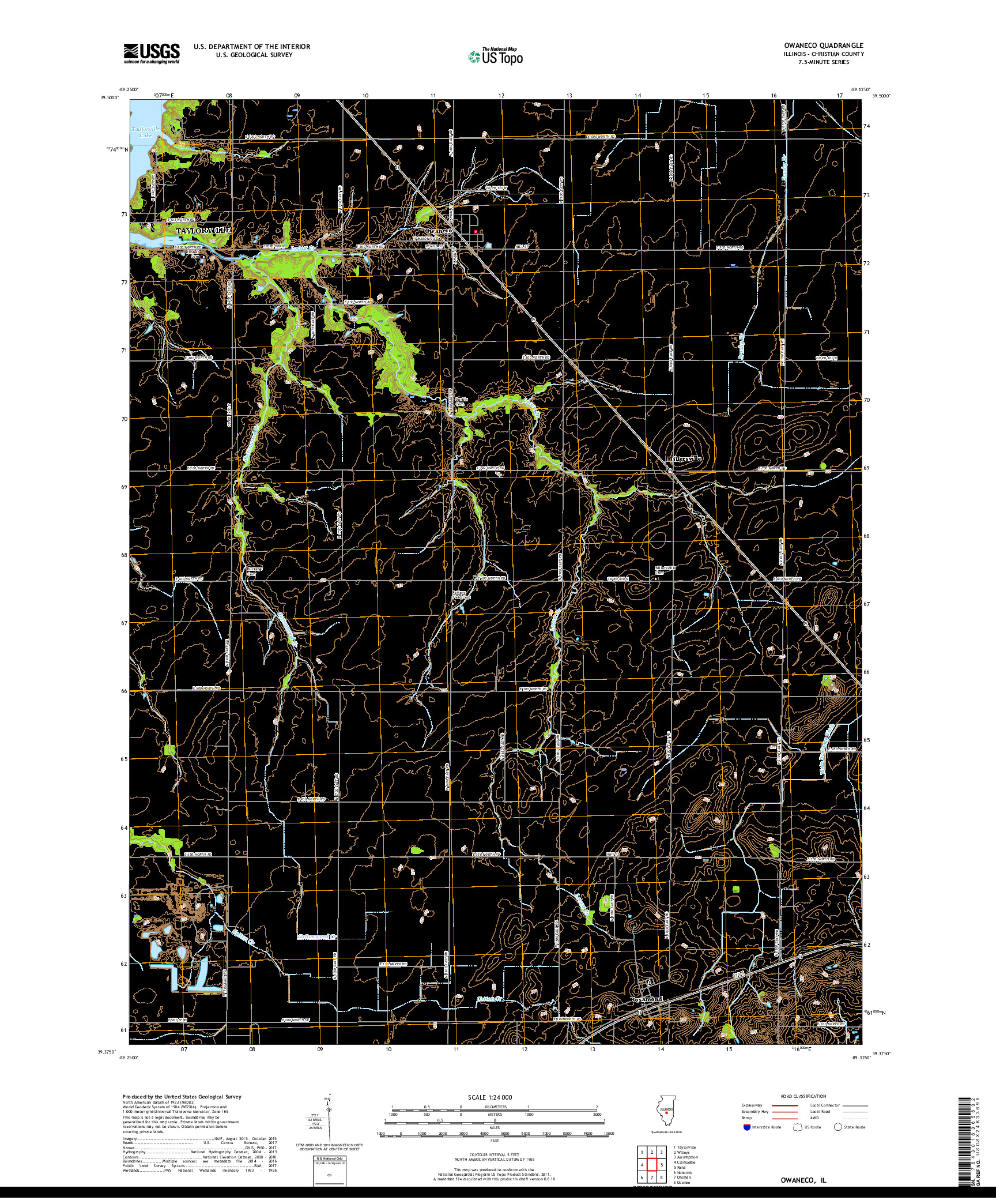 USGS US TOPO 7.5-MINUTE MAP FOR OWANECO, IL 2018