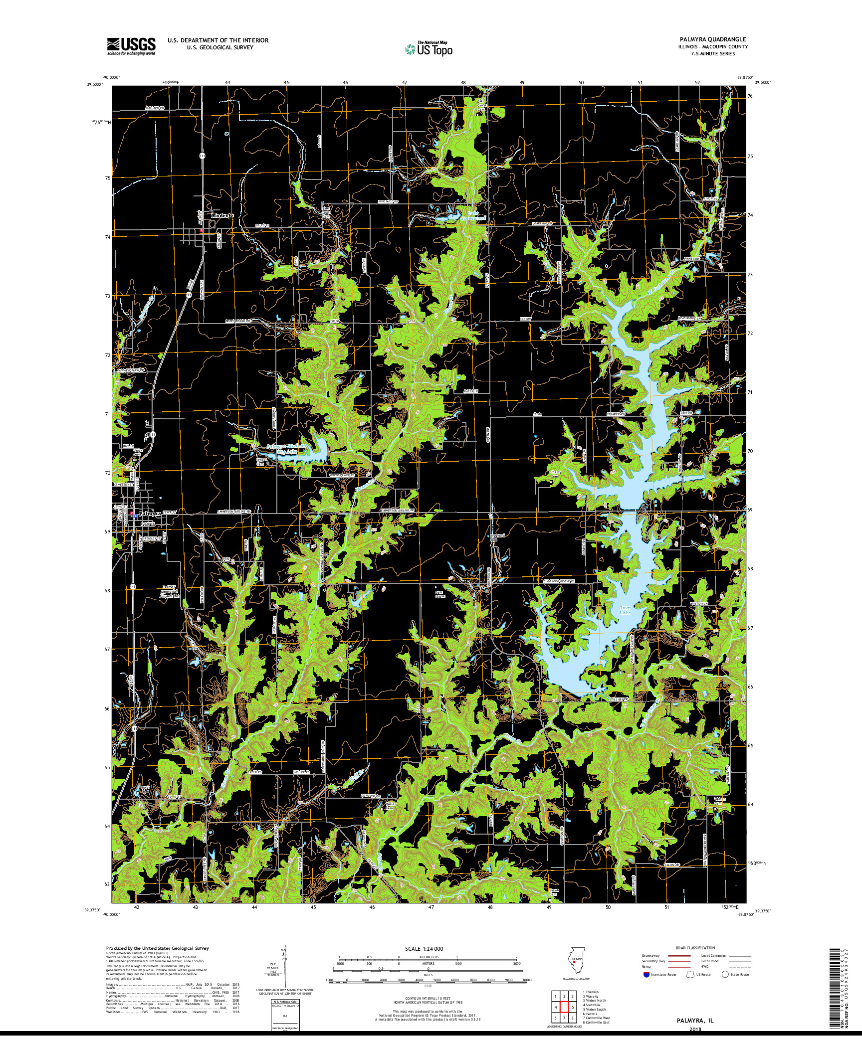 USGS US TOPO 7.5-MINUTE MAP FOR PALMYRA, IL 2018