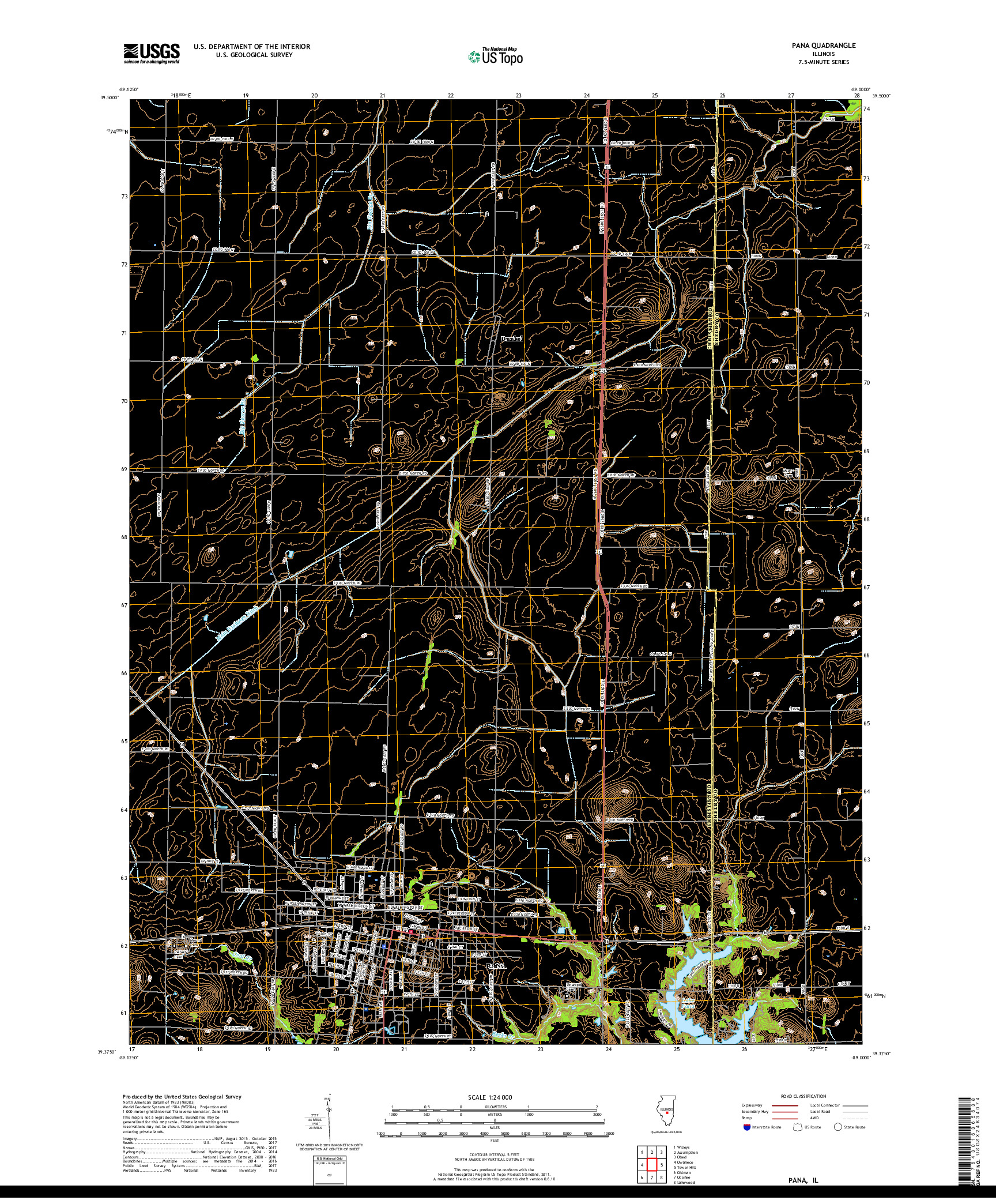 USGS US TOPO 7.5-MINUTE MAP FOR PANA, IL 2018