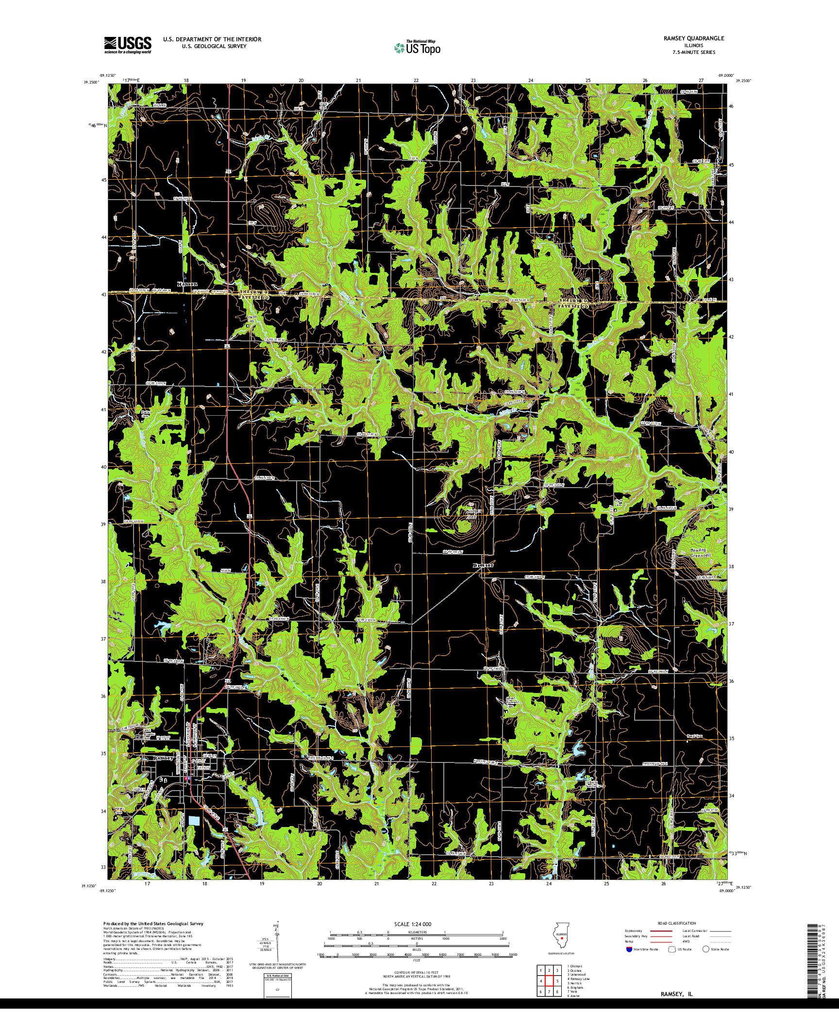 USGS US TOPO 7.5-MINUTE MAP FOR RAMSEY, IL 2018