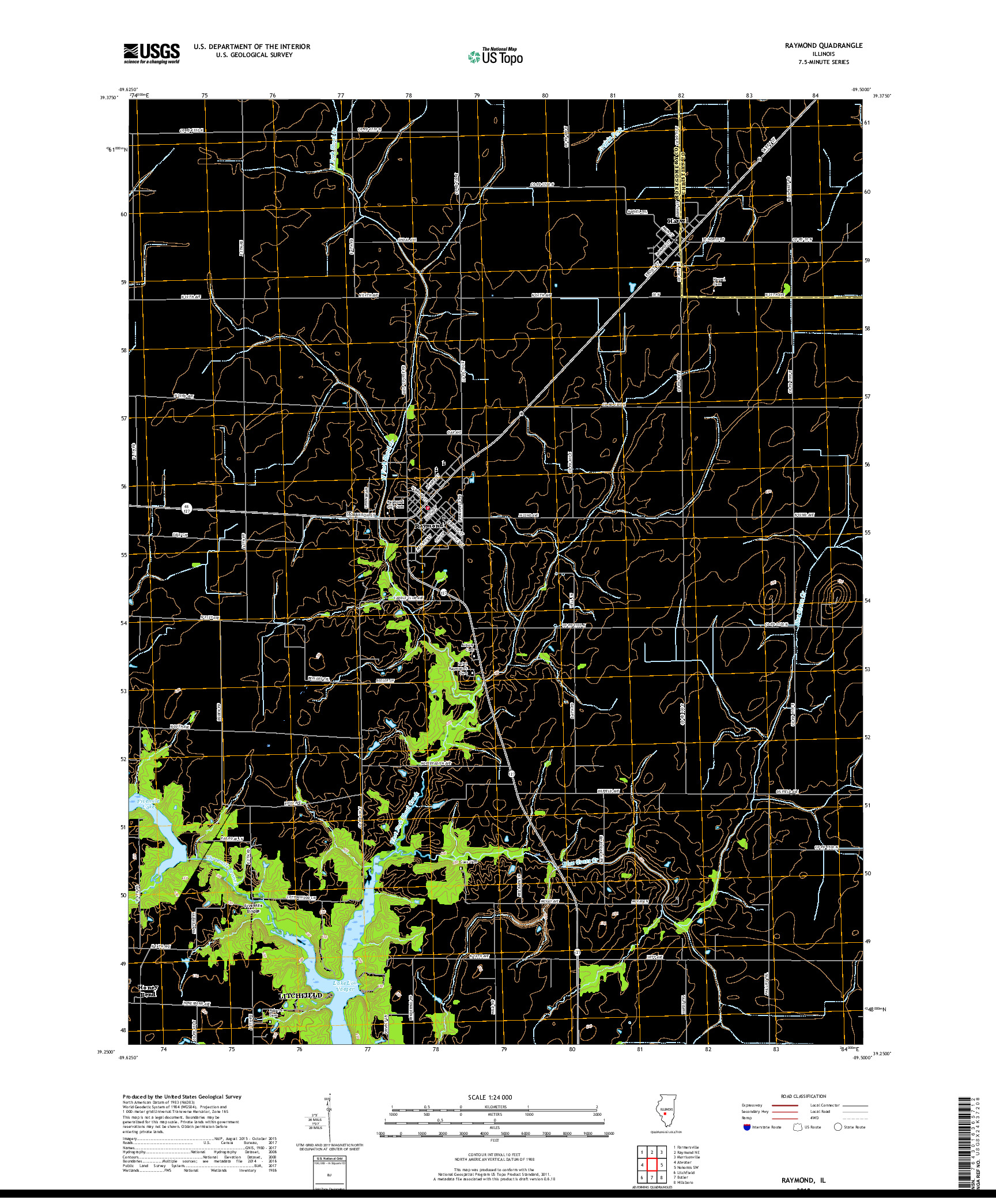 USGS US TOPO 7.5-MINUTE MAP FOR RAYMOND, IL 2018