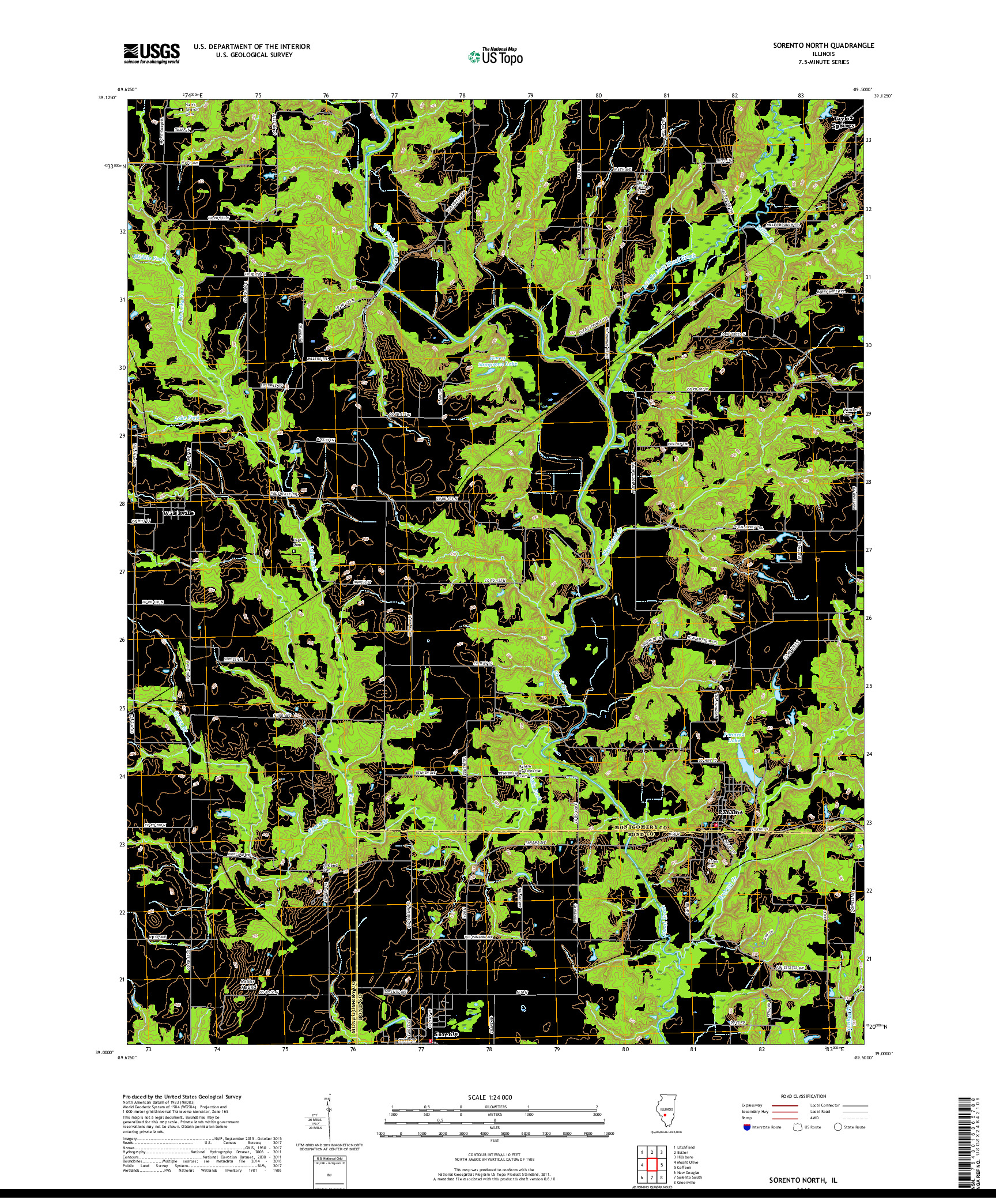 USGS US TOPO 7.5-MINUTE MAP FOR SORENTO NORTH, IL 2018