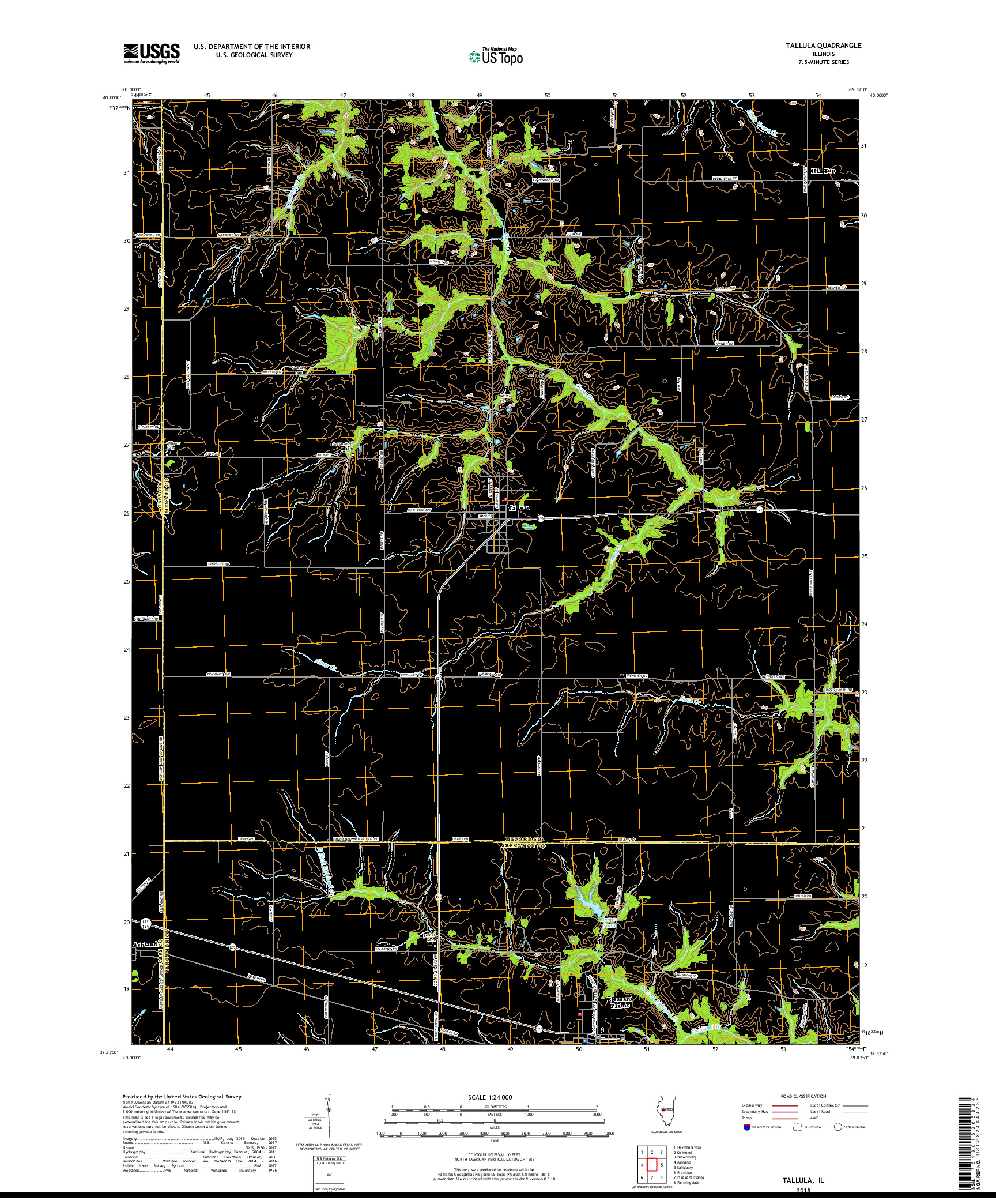 USGS US TOPO 7.5-MINUTE MAP FOR TALLULA, IL 2018