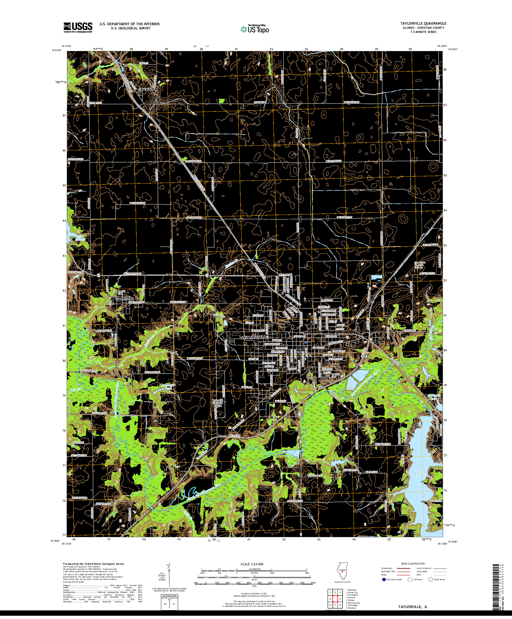 USGS US TOPO 7.5-MINUTE MAP FOR TAYLORVILLE, IL 2018