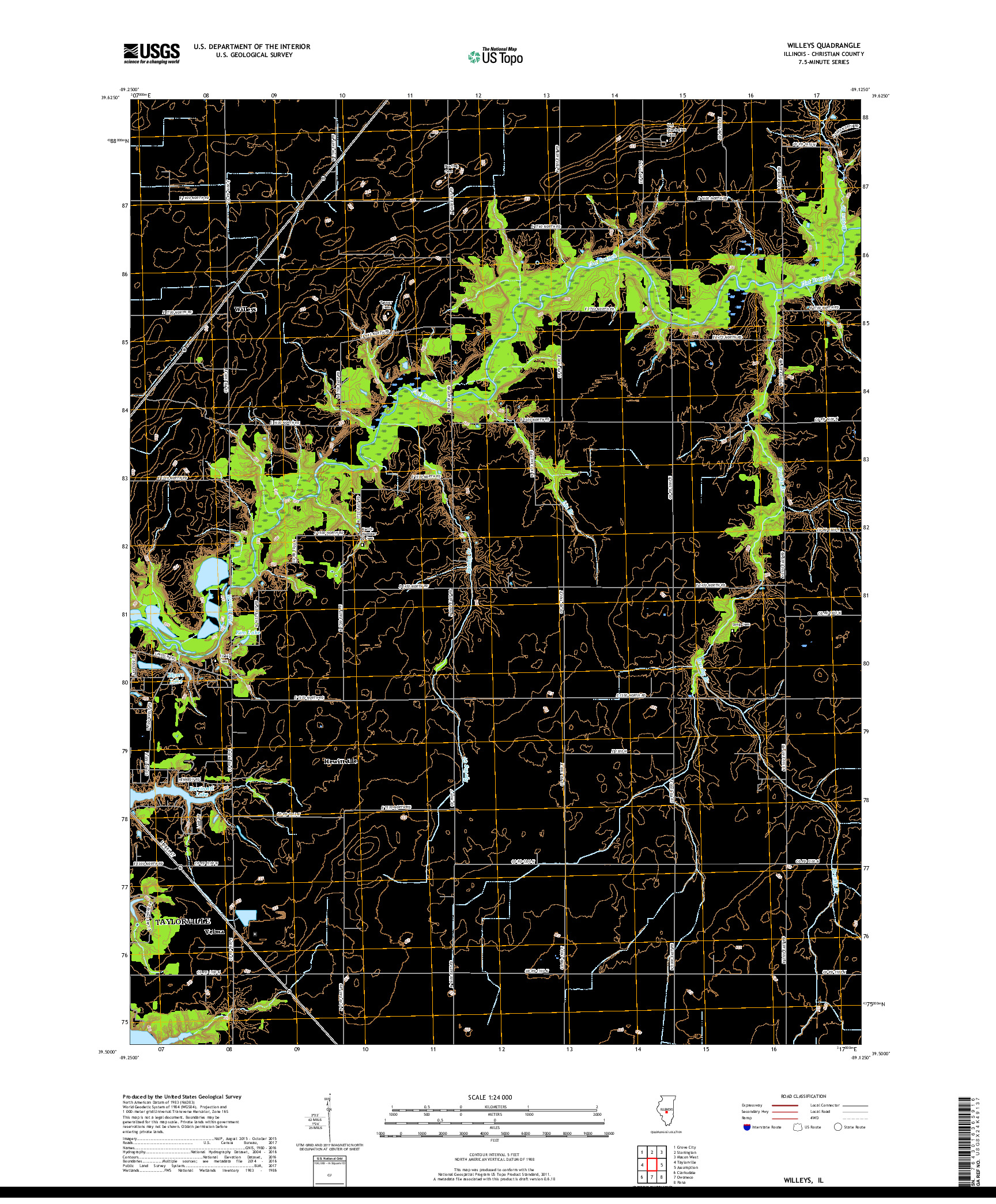 USGS US TOPO 7.5-MINUTE MAP FOR WILLEYS, IL 2018