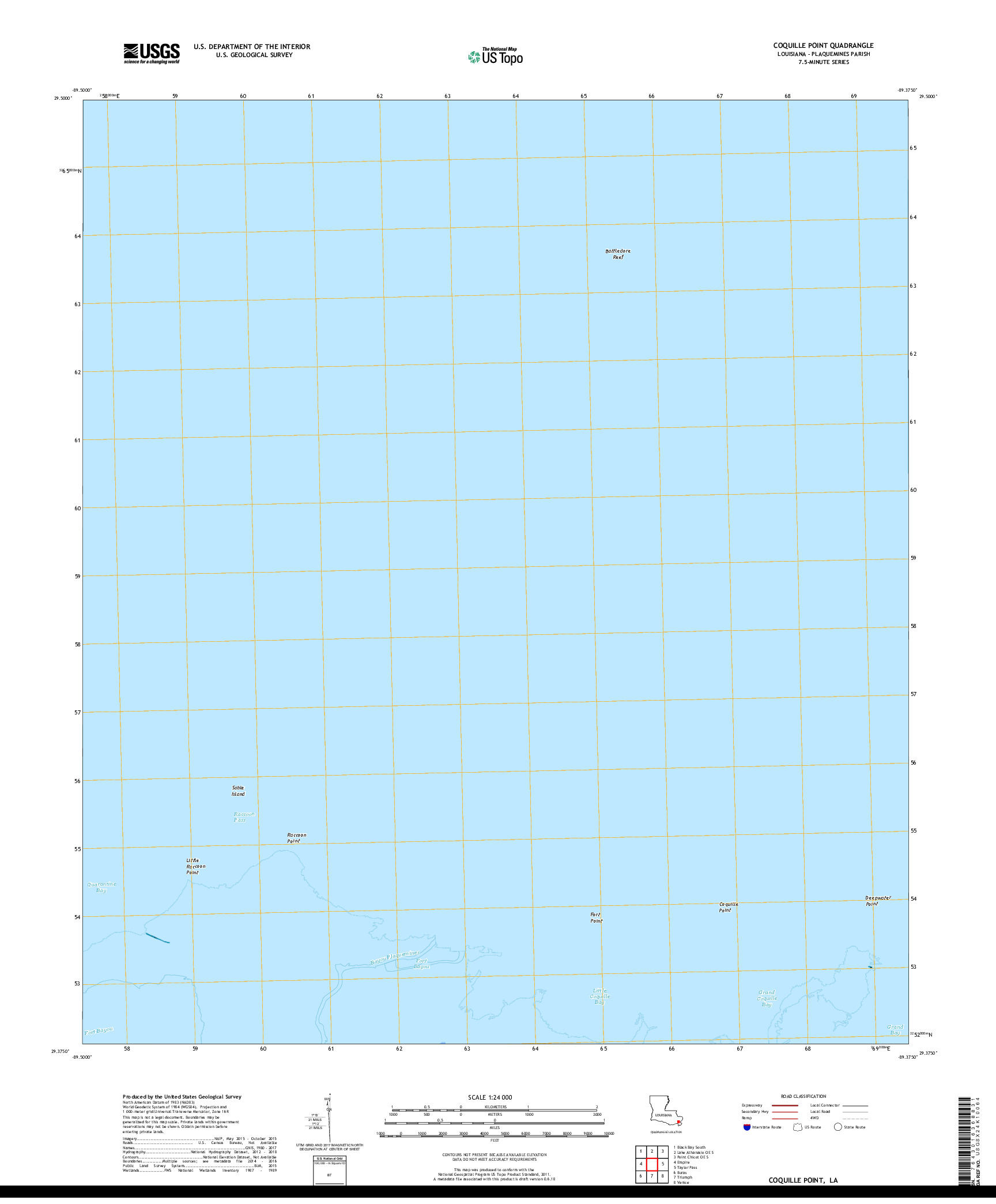 USGS US TOPO 7.5-MINUTE MAP FOR COQUILLE POINT, LA 2018