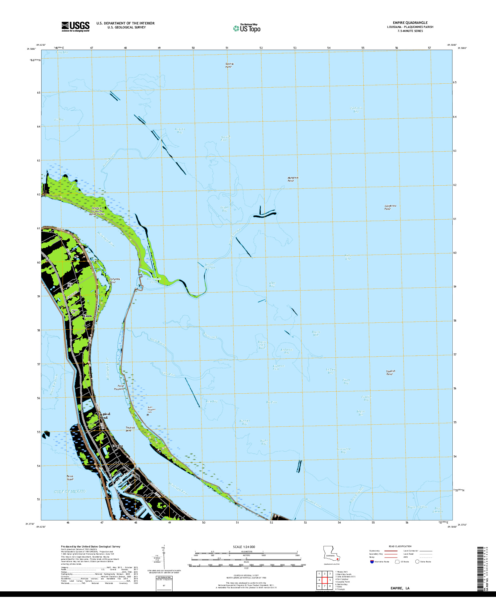 USGS US TOPO 7.5-MINUTE MAP FOR EMPIRE, LA 2018