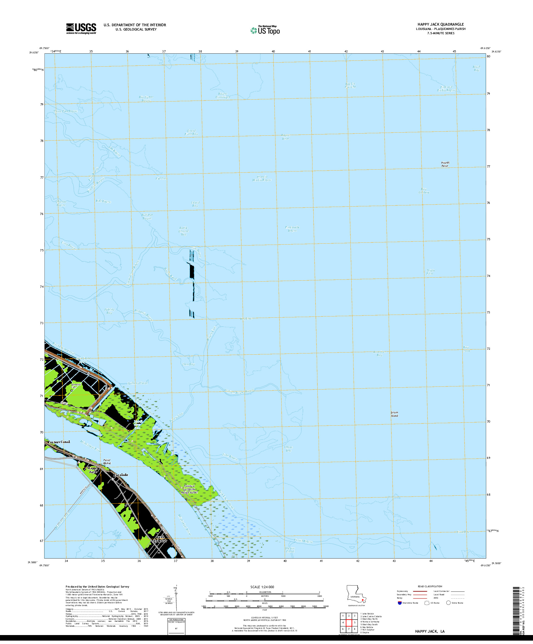 USGS US TOPO 7.5-MINUTE MAP FOR HAPPY JACK, LA 2018