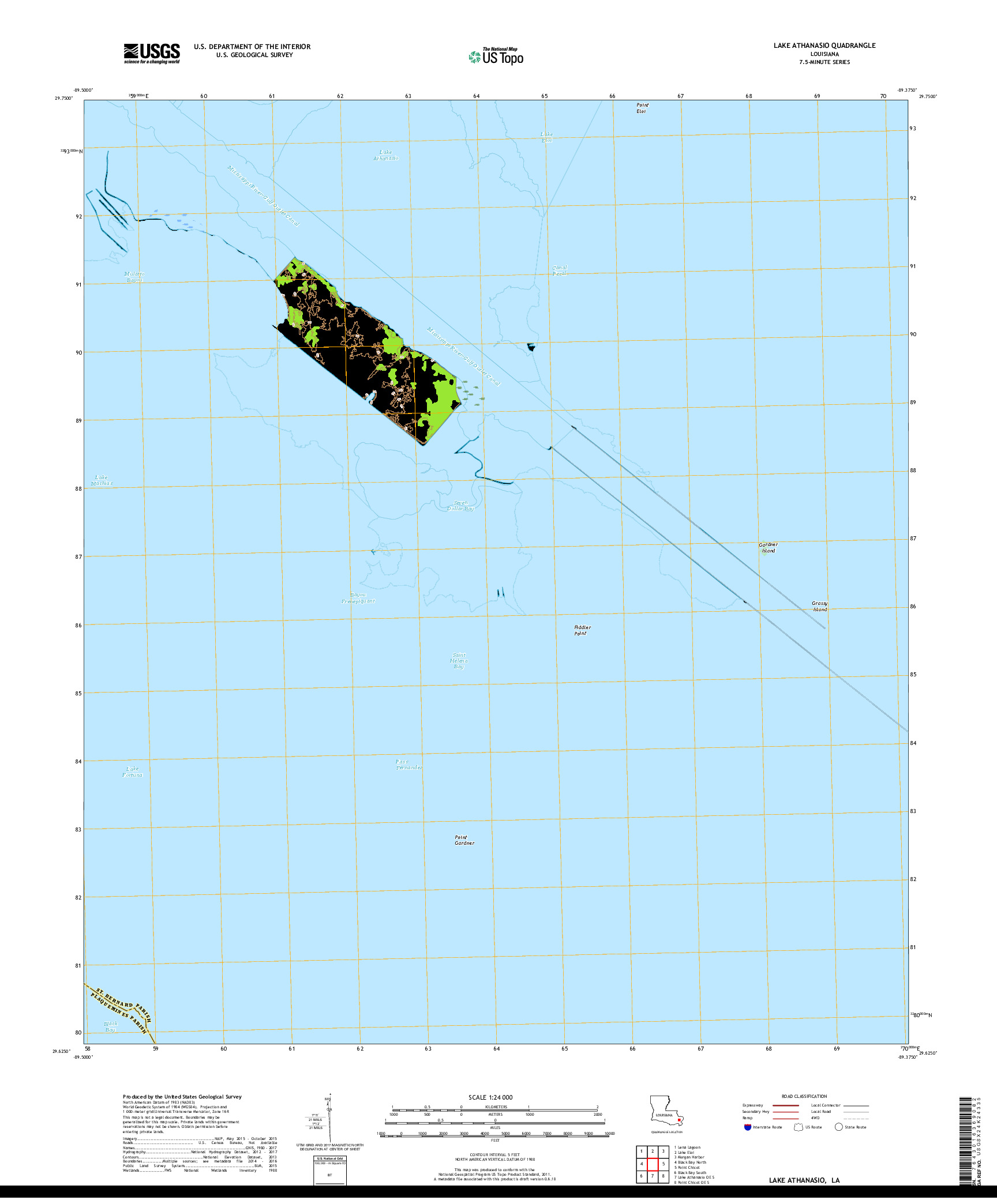 USGS US TOPO 7.5-MINUTE MAP FOR LAKE ATHANASIO, LA 2018