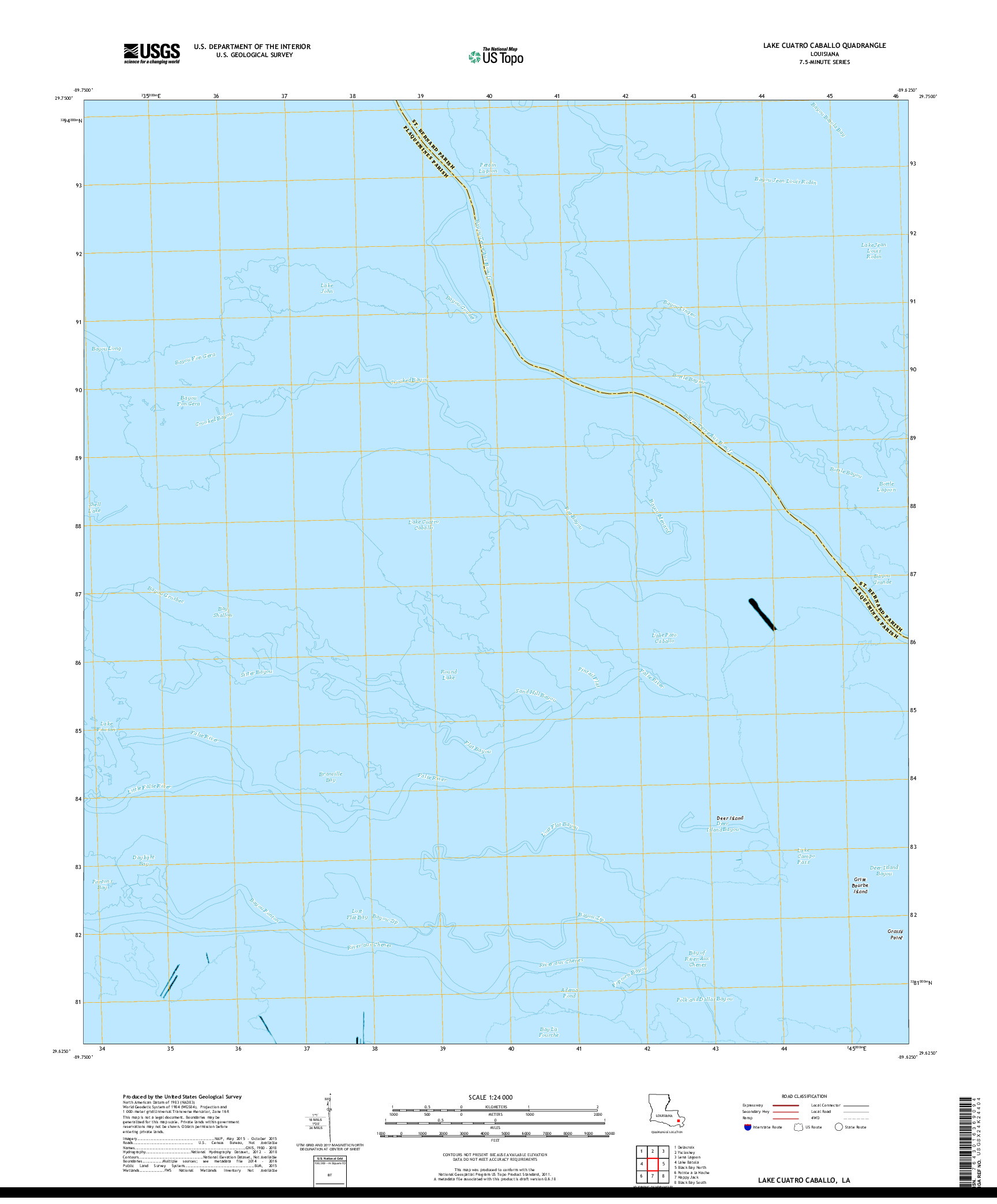 USGS US TOPO 7.5-MINUTE MAP FOR LAKE CUATRO CABALLO, LA 2018