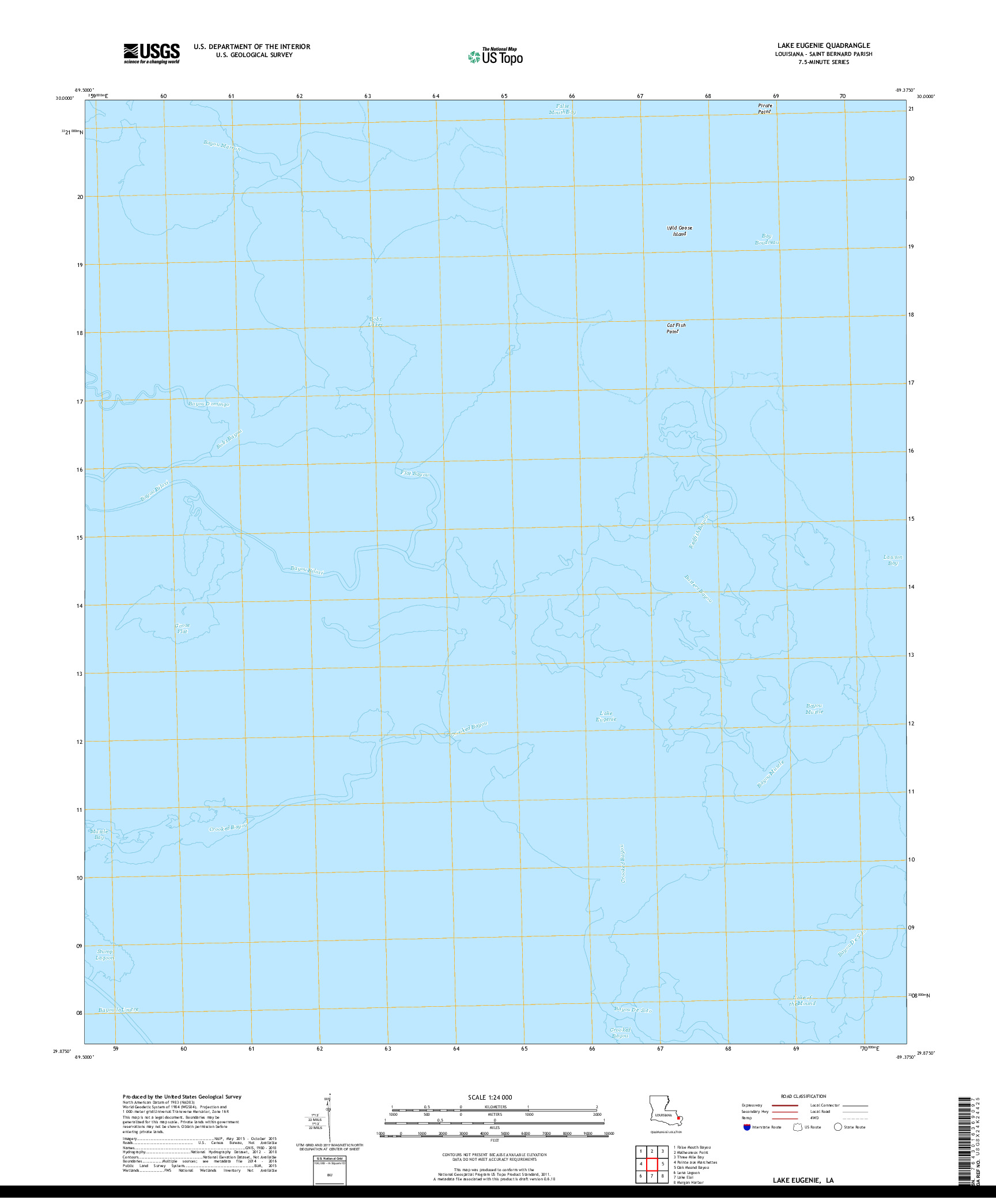 USGS US TOPO 7.5-MINUTE MAP FOR LAKE EUGENIE, LA 2018