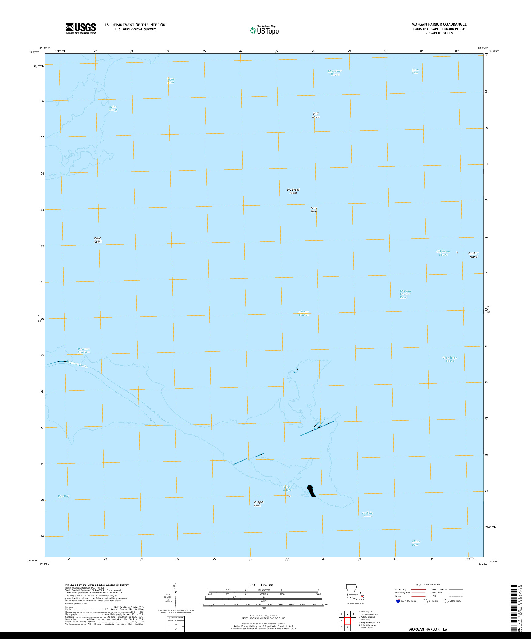 USGS US TOPO 7.5-MINUTE MAP FOR MORGAN HARBOR, LA 2018