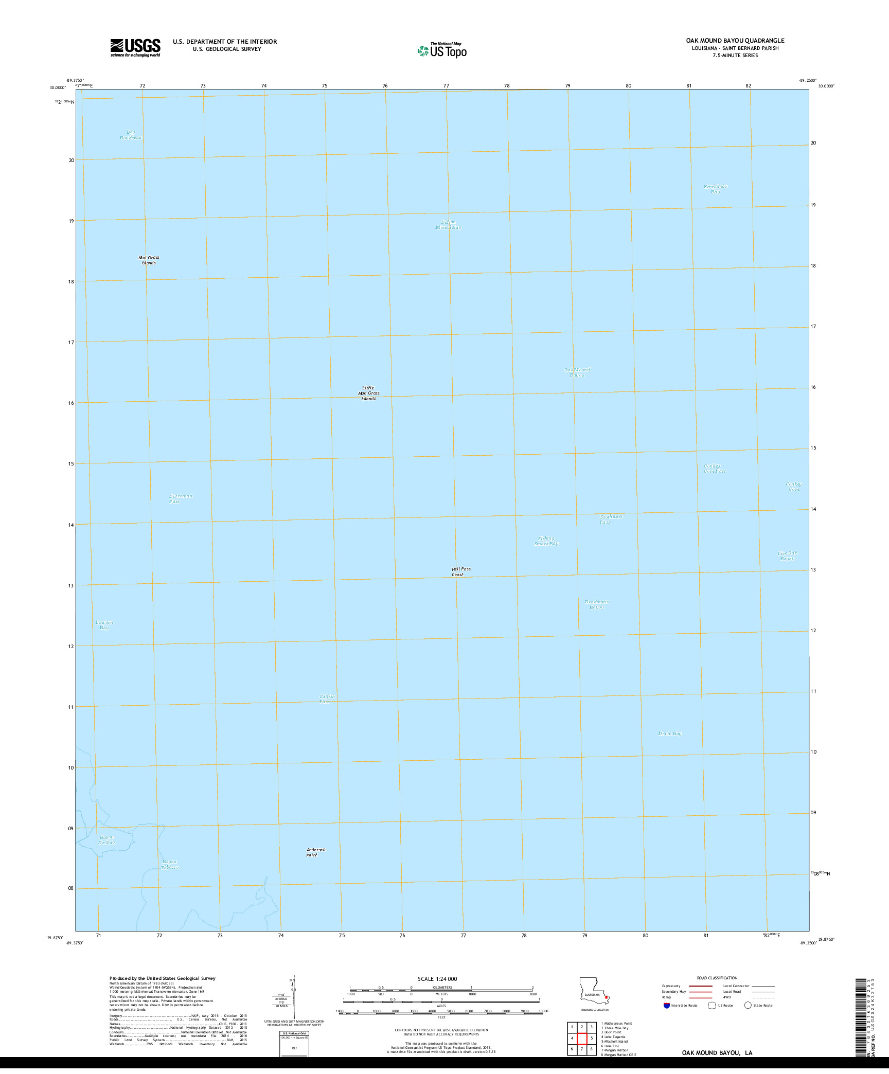 USGS US TOPO 7.5-MINUTE MAP FOR OAK MOUND BAYOU, LA 2018