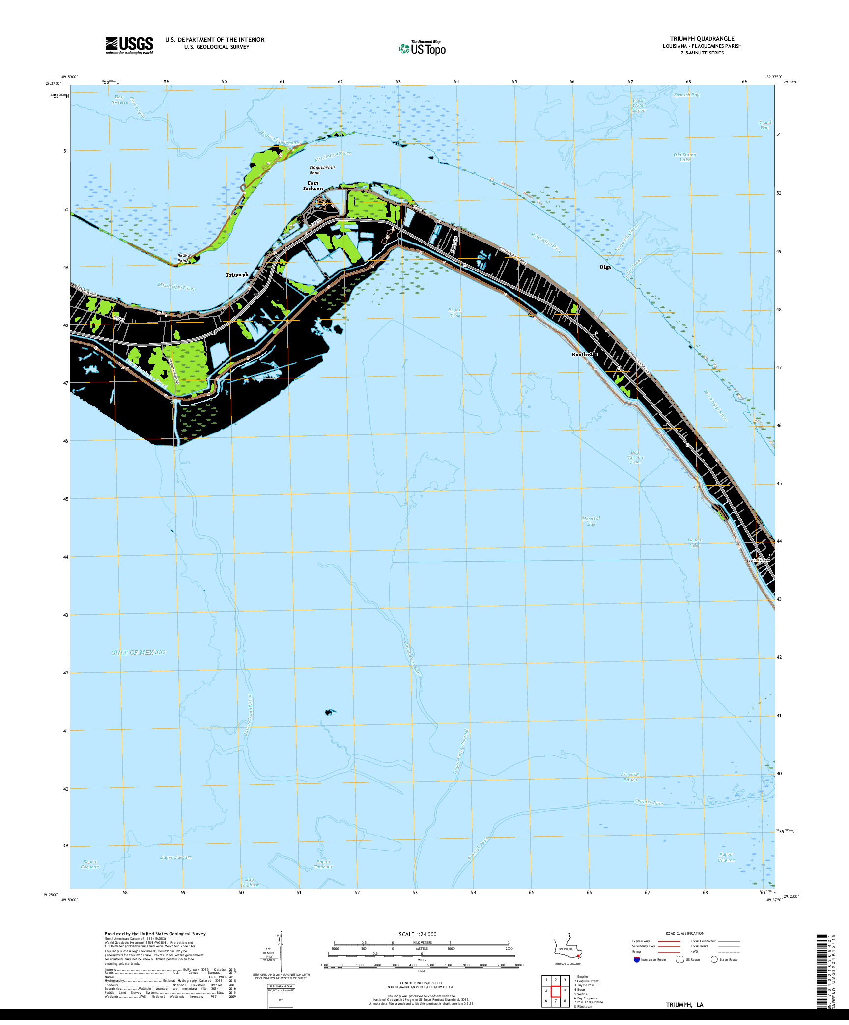 USGS US TOPO 7.5-MINUTE MAP FOR TRIUMPH, LA 2018