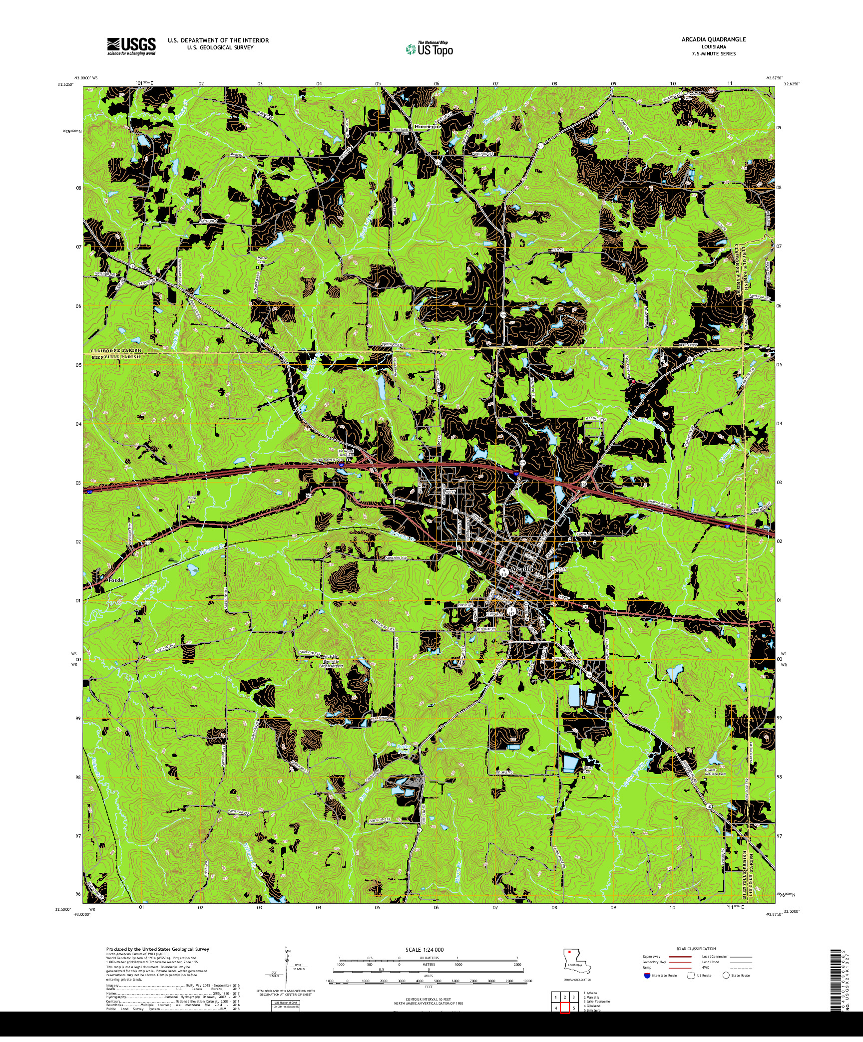 USGS US TOPO 7.5-MINUTE MAP FOR ARCADIA, LA 2018